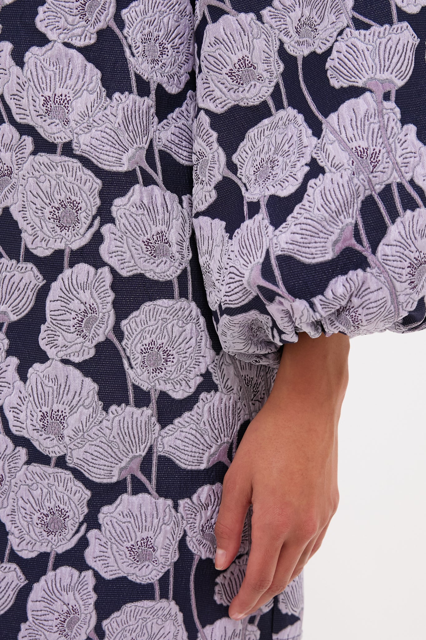 Lilac & Navy Floral Jacquard Janie Mini Dress - Image 5