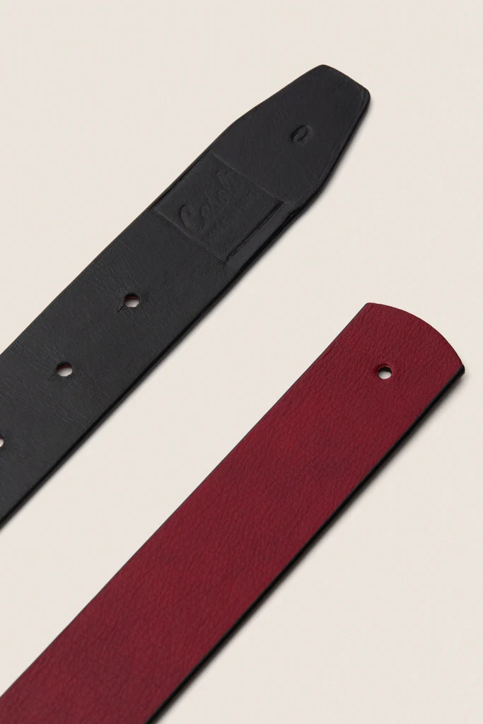 Lipstick Red and Mascara Reversible Leather Belt - Image 6