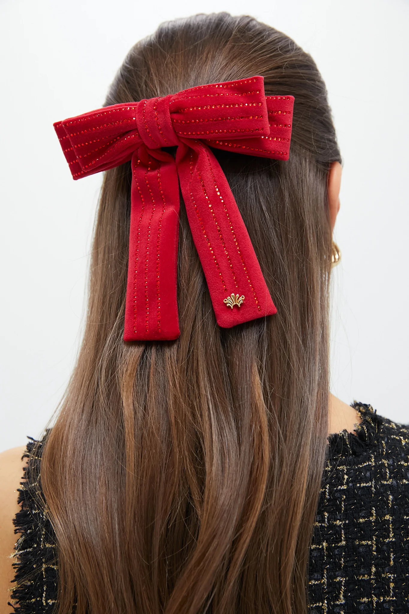 Lipstick Red Antoinette Pinstripe Bow - Image 2