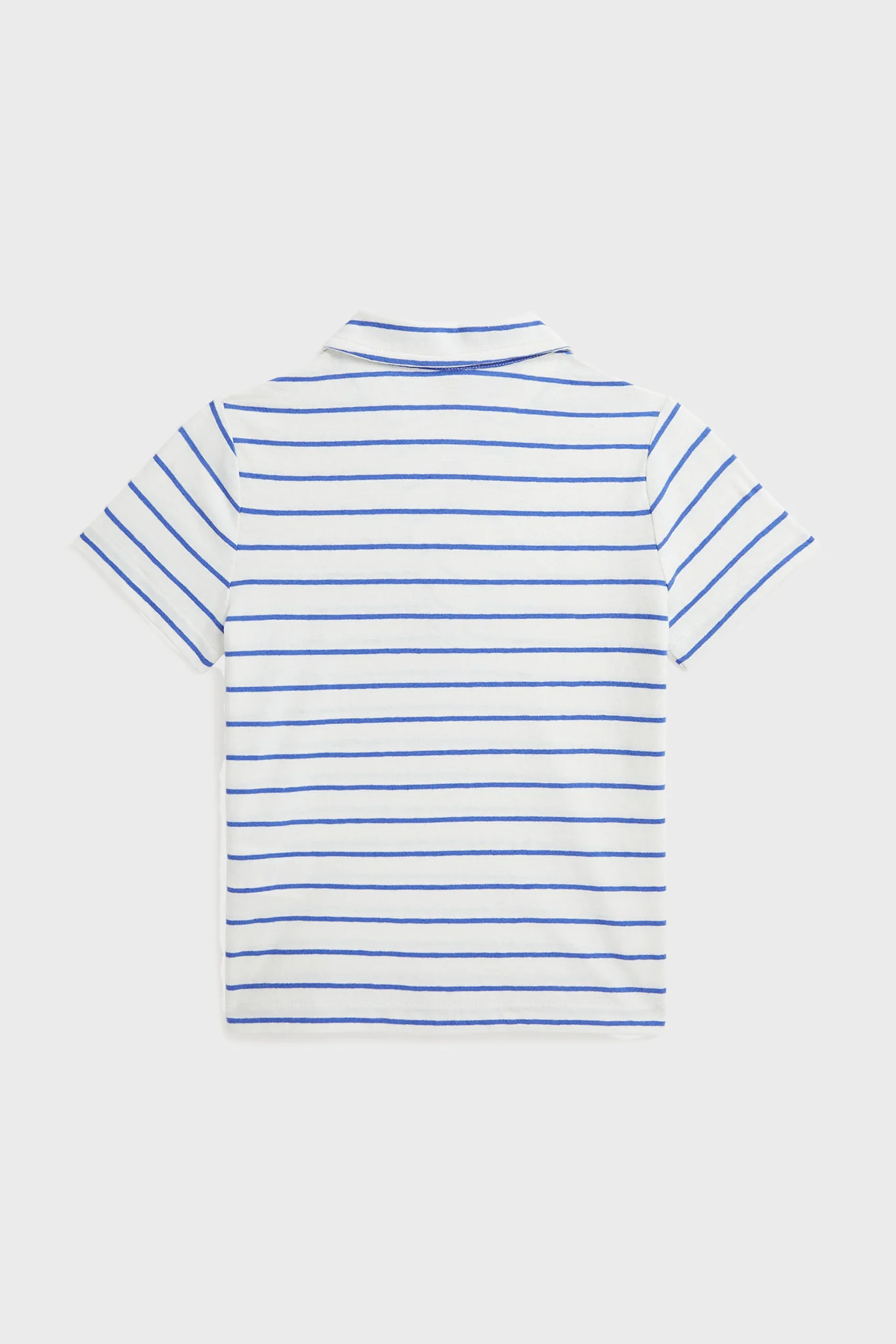 Little Boys White Short-Sleeve Cotton Linen Jersey Striped Johnny Collar Polo - Image 6