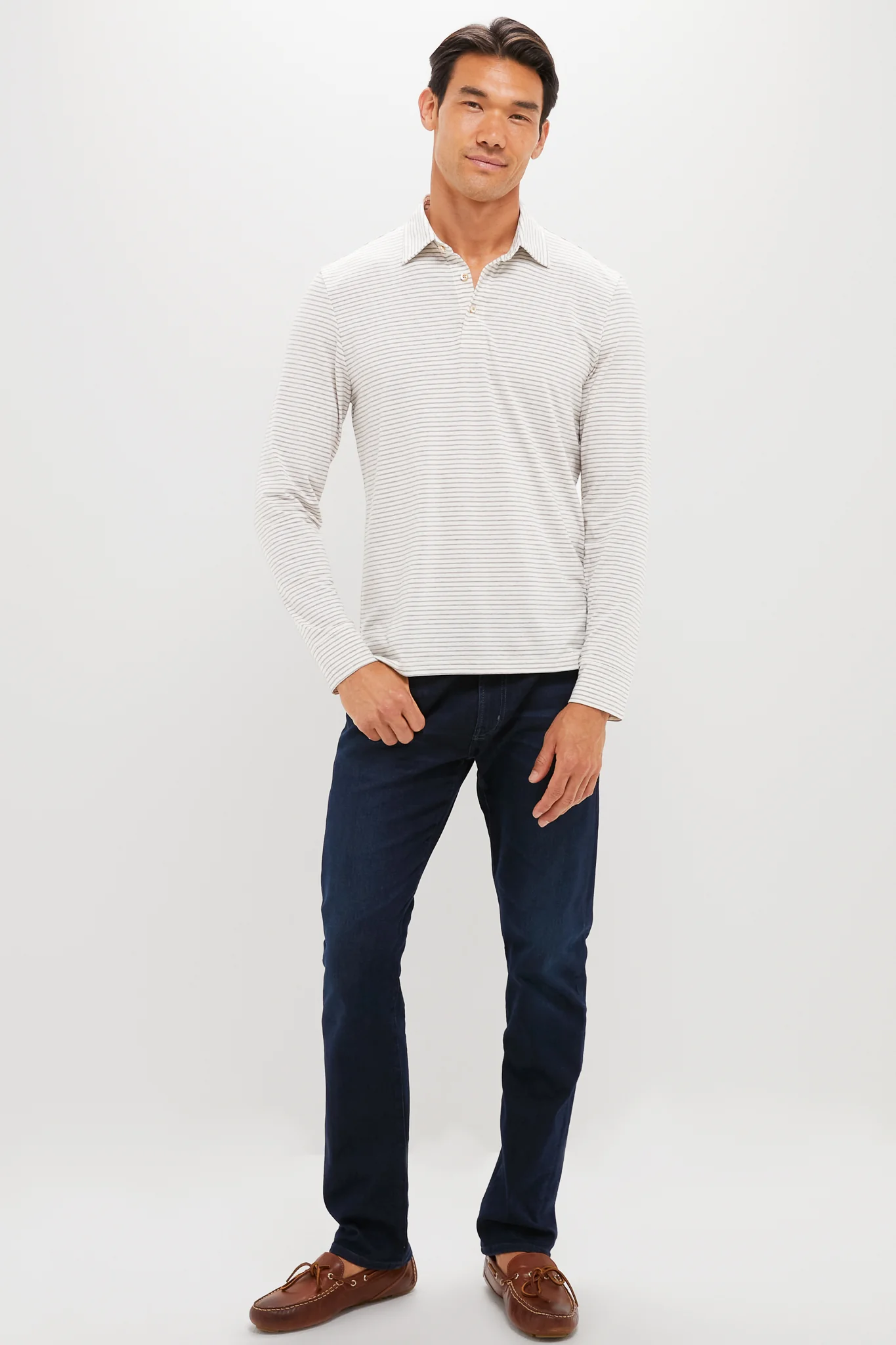 Logan Creek Stripe Long Sleeve Movement Polo - Image 2