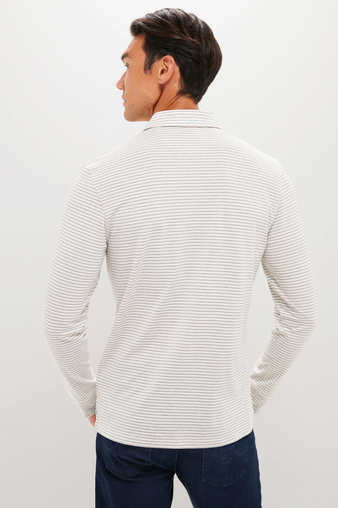 Logan Creek Stripe Long Sleeve Movement Polo - Image 4