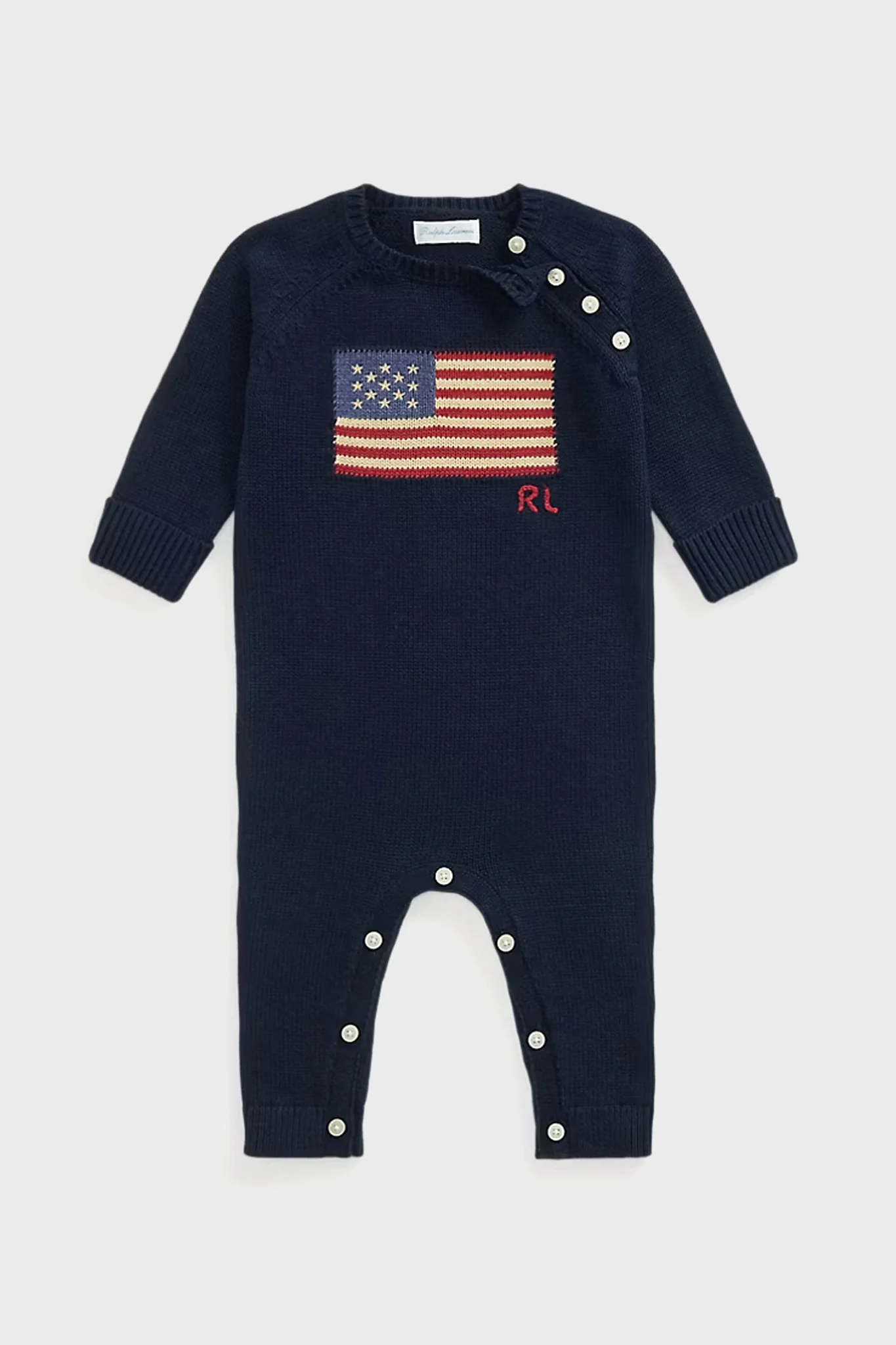 Baby Long-Sleeve Flag Sweater Coverall - Image 2