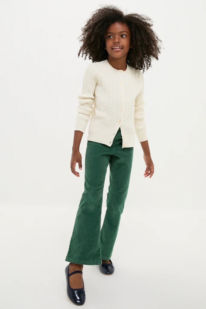 Girls Long-Sleeve Cotton Cable Knit Lurex Cardigan - Image 2