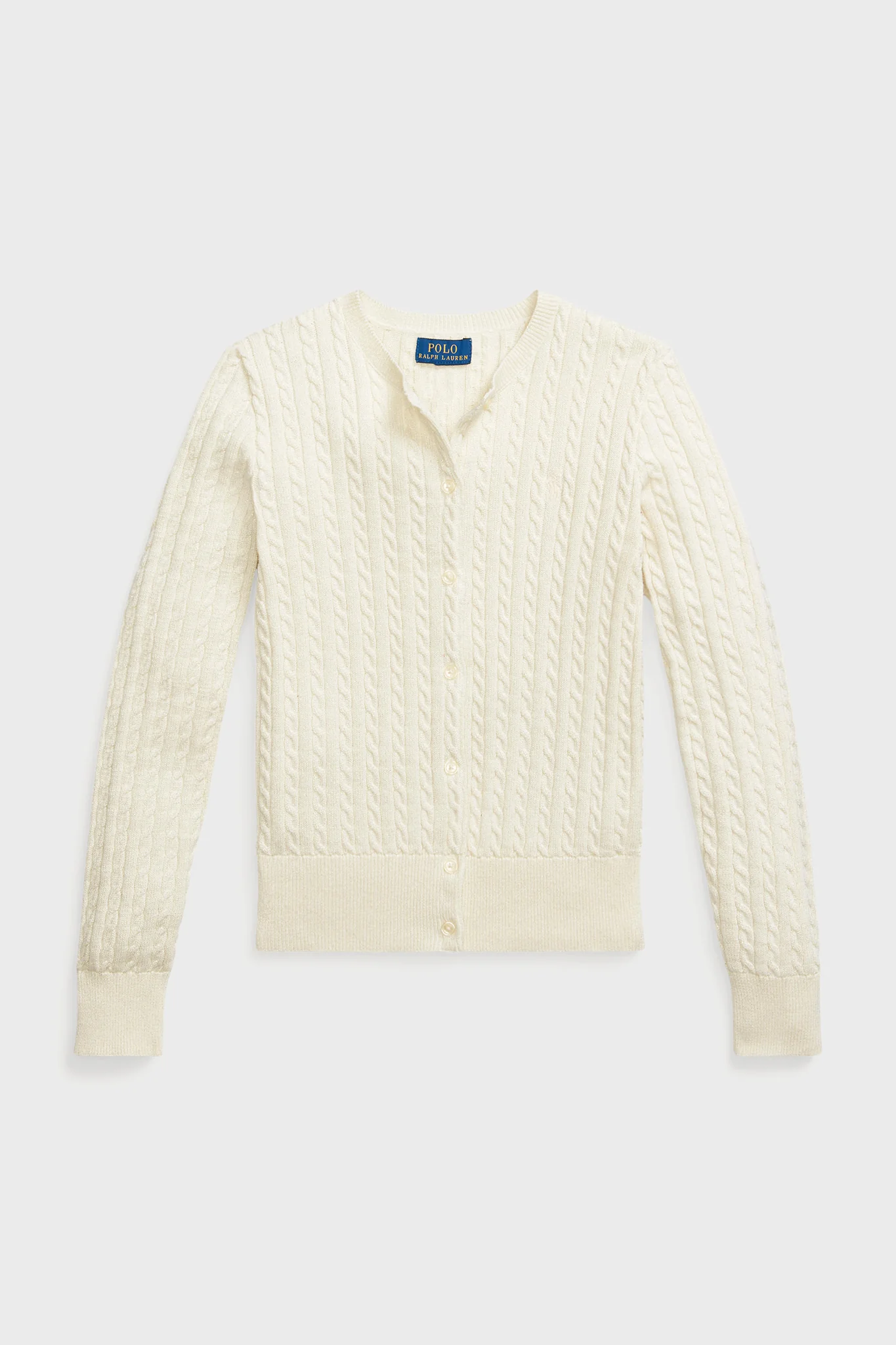 Girls Long-Sleeve Cotton Cable Knit Lurex Cardigan - Image 5