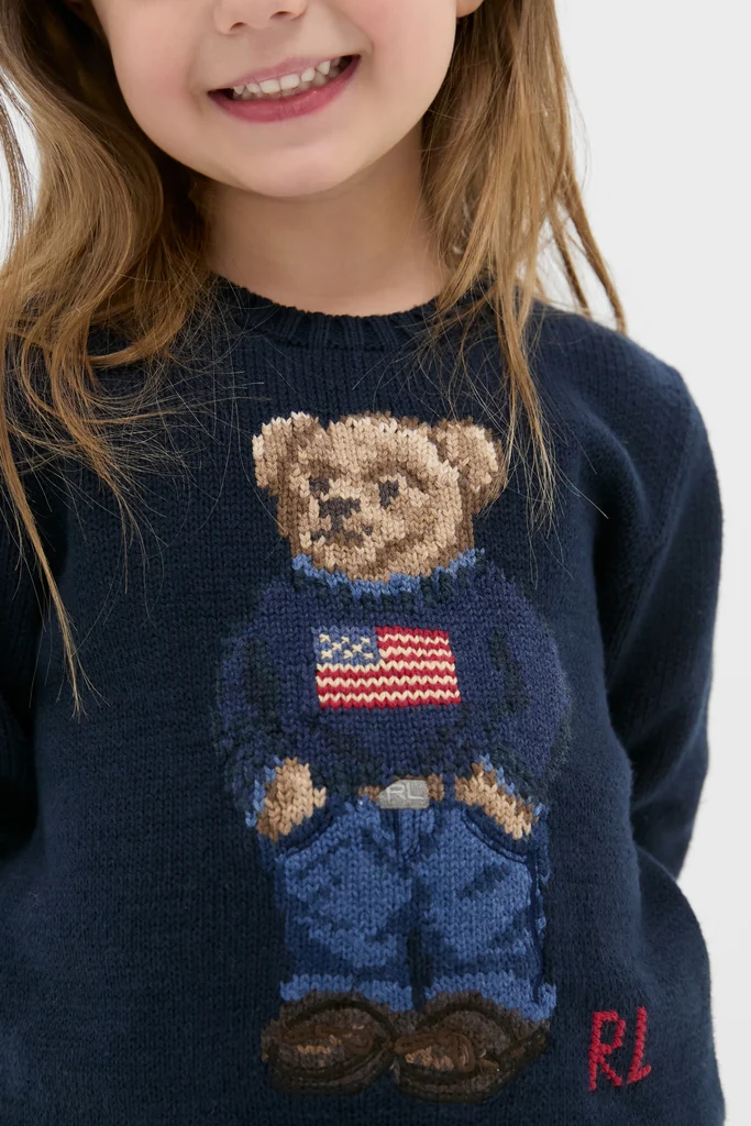 Boys Long-Sleeve Flag Bear Crewneck Sweater - Image 3