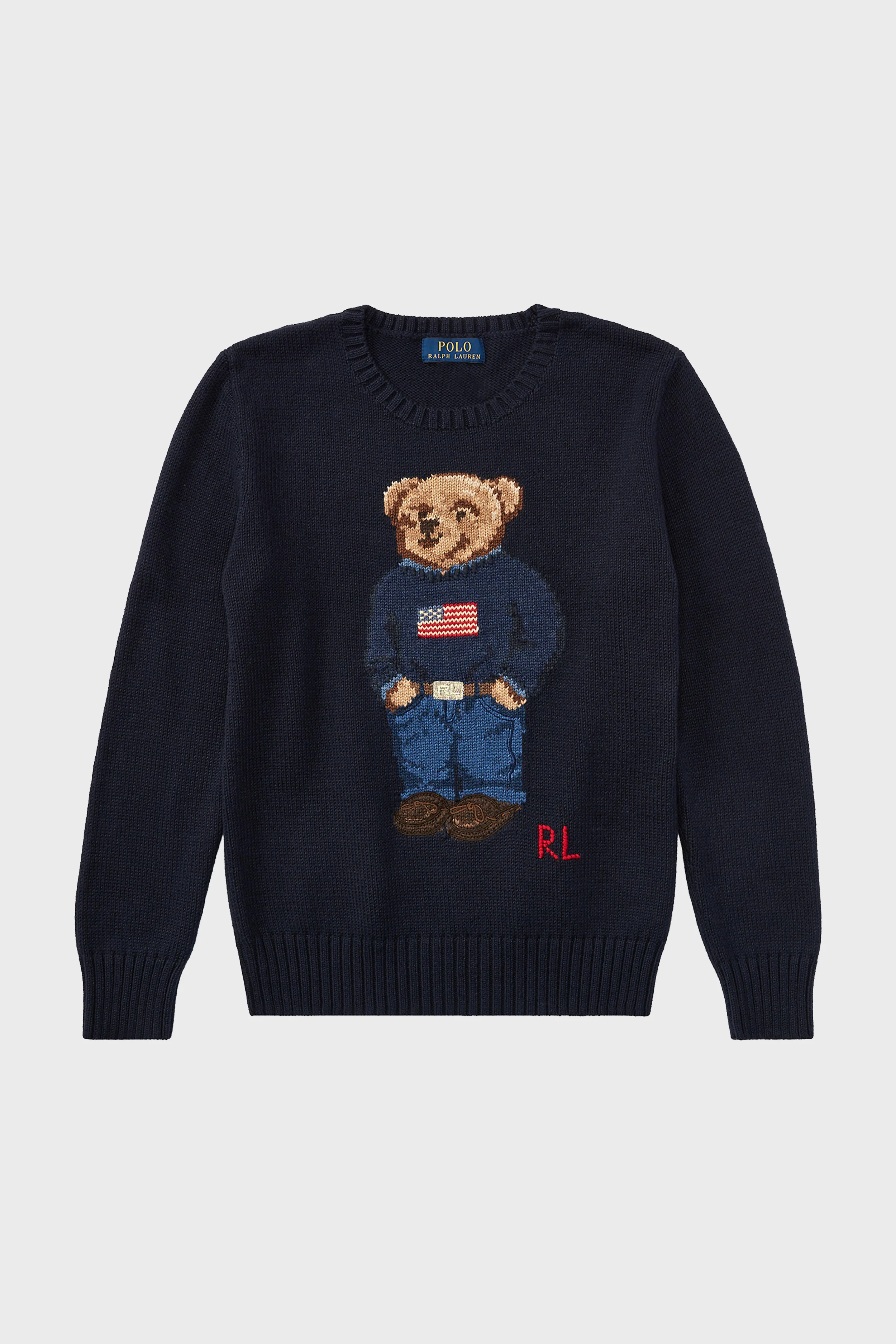 Boys Long-Sleeve Flag Bear Crewneck Sweater - Image 5