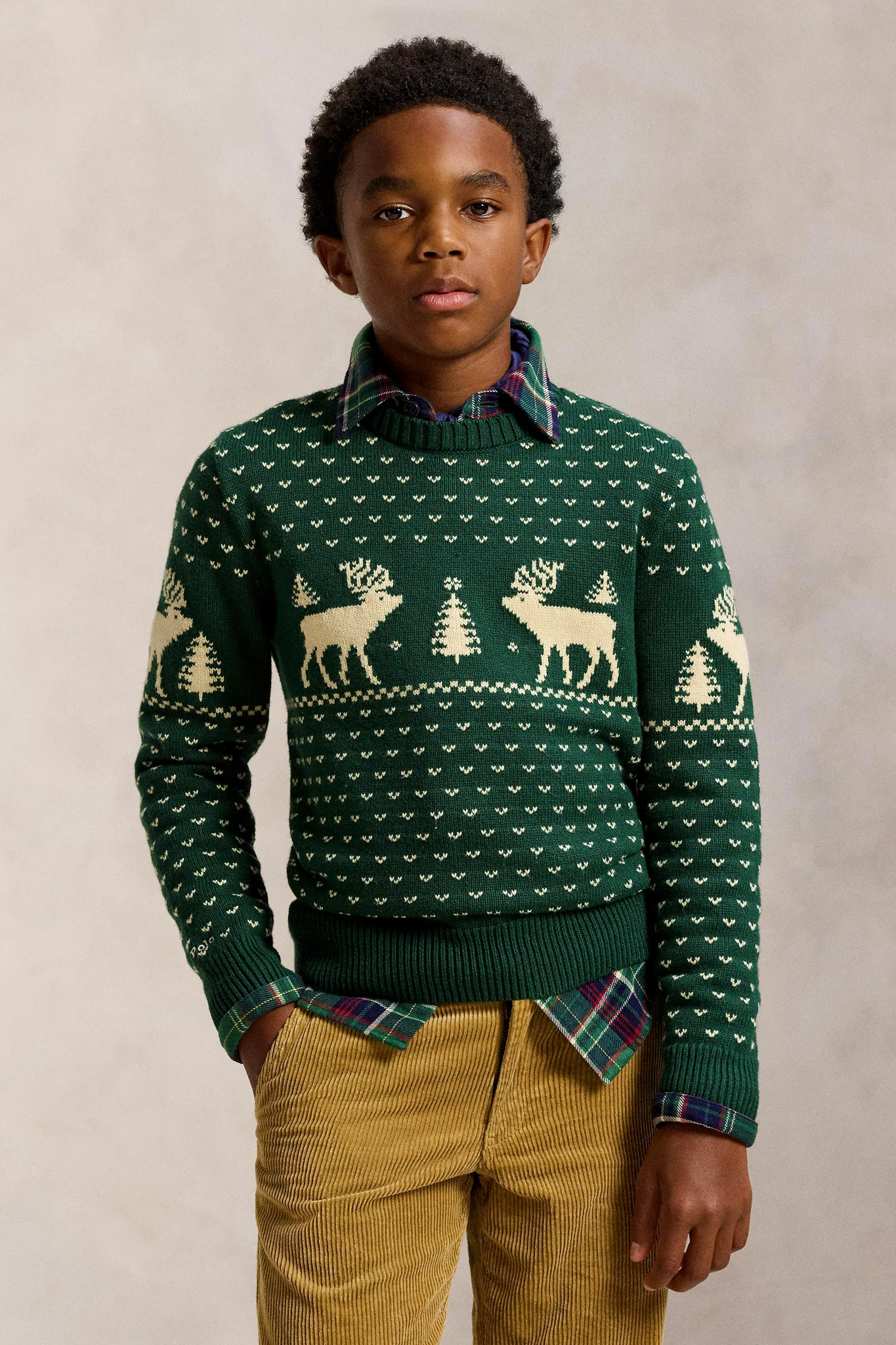 Boys Long-Sleeve Reindeer Sweater Coverall - Image 2