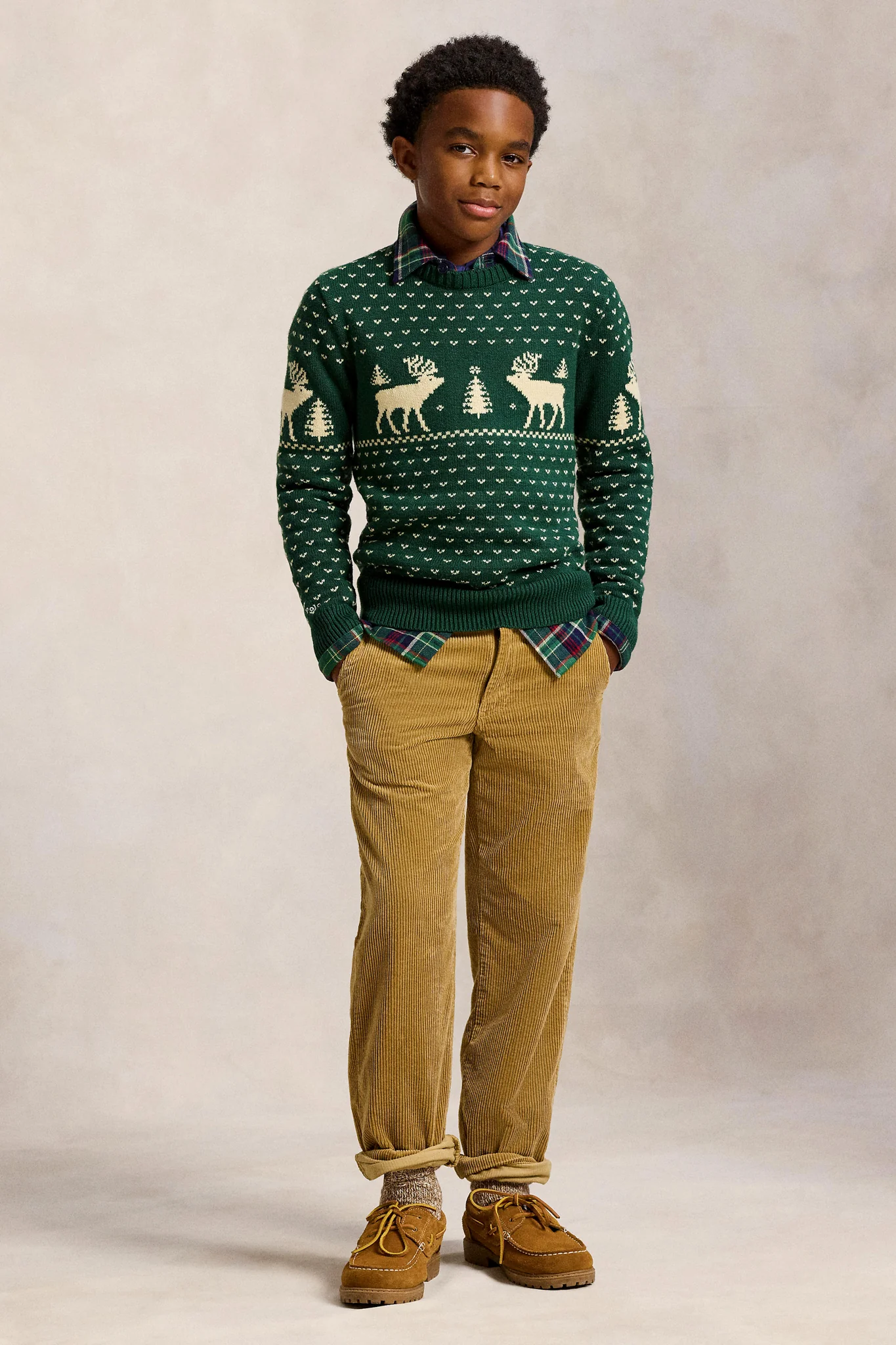 Boys Long-Sleeve Reindeer Sweater Coverall - Image 4