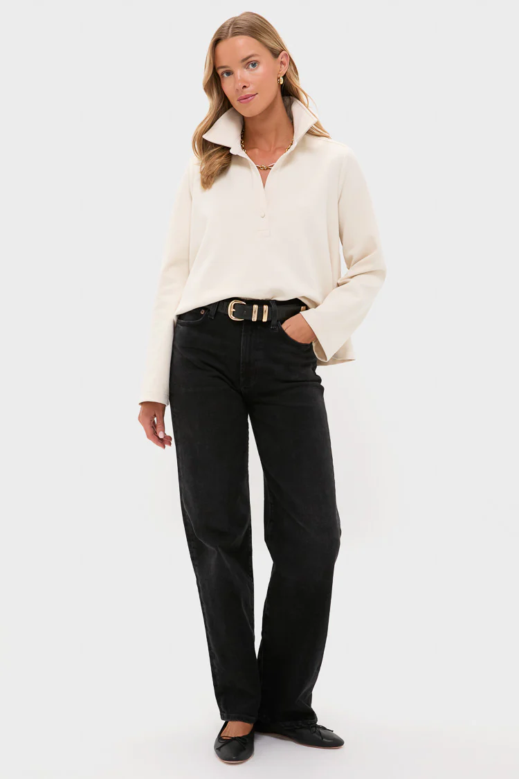 Cream Carlyn Long Sleeve Polo - Image 6