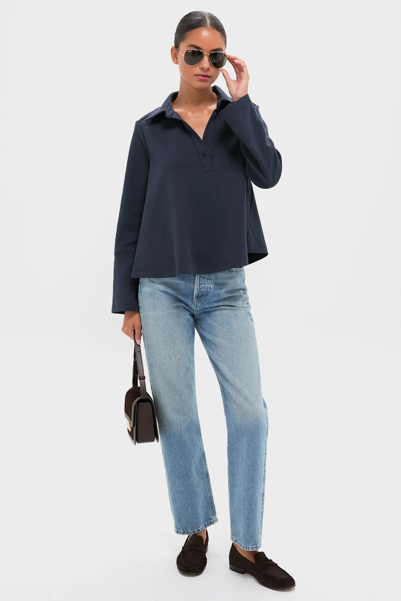 Navy Carlyn Long Sleeve Polo - Image 2