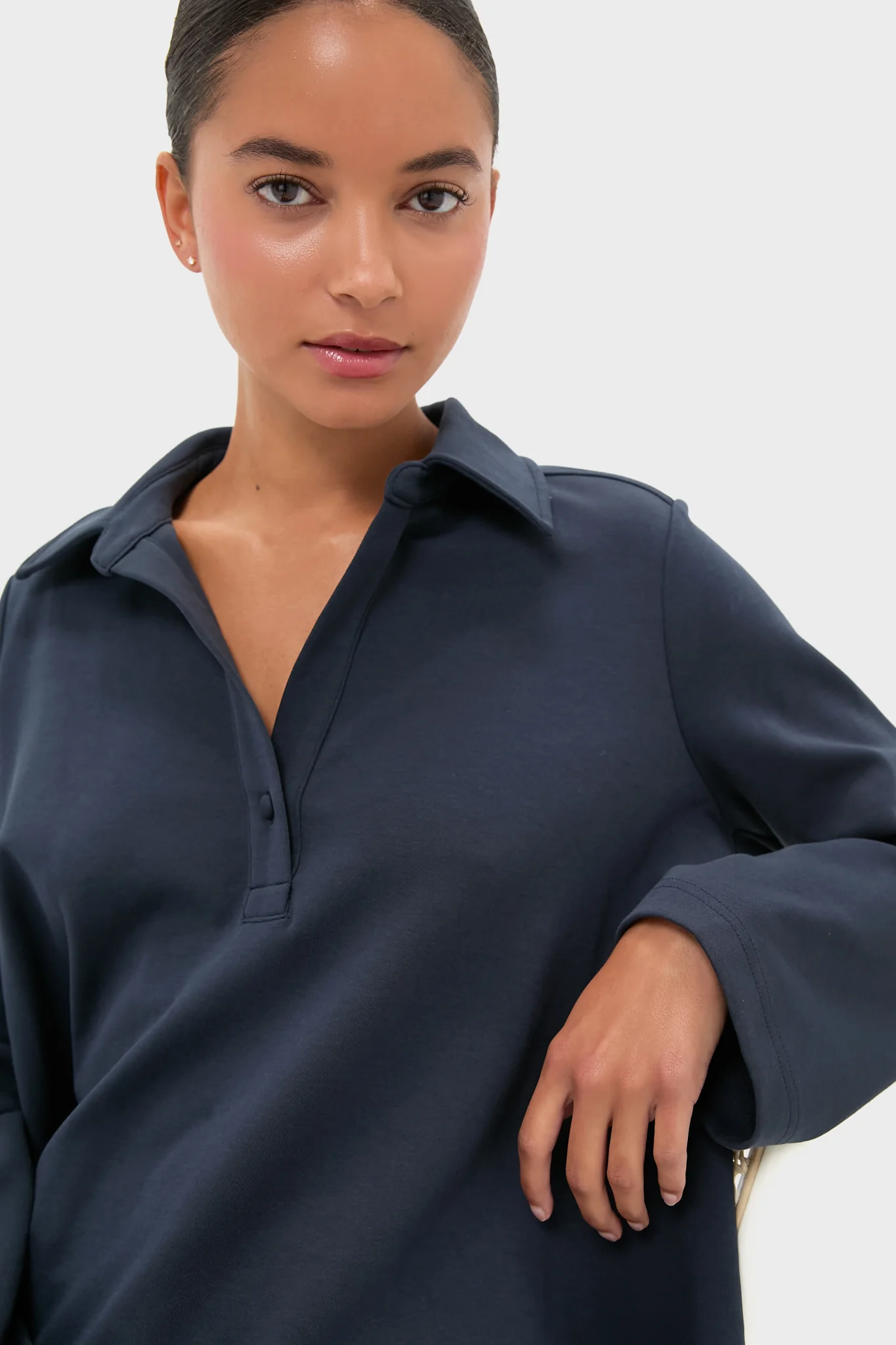 Navy Carlyn Long Sleeve Polo - Image 5