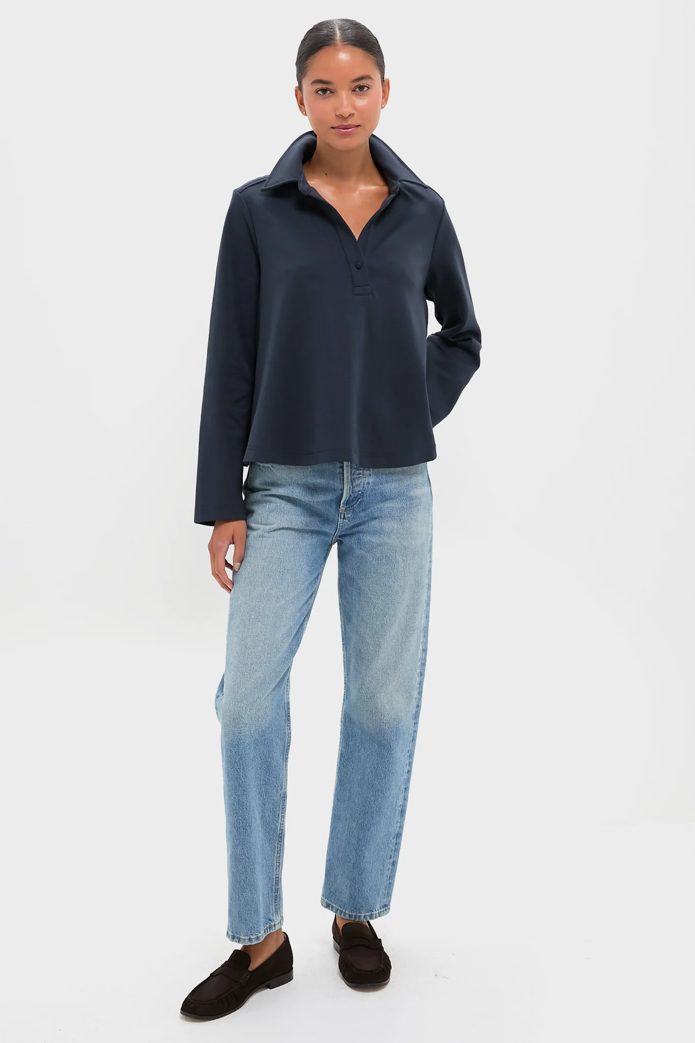 Navy Carlyn Long Sleeve Polo - Image 6