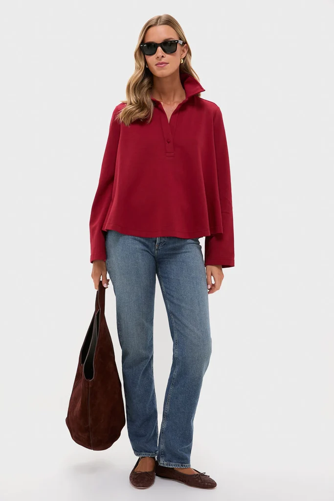 Red Carlyn Long Sleeve Polo - Image 2