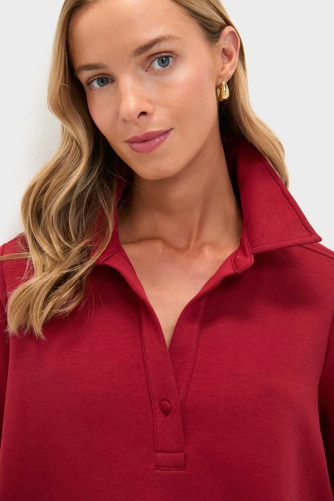 Red Carlyn Long Sleeve Polo - Image 5