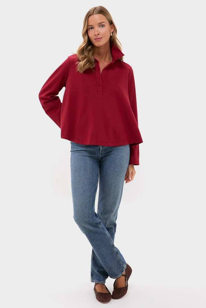 Red Carlyn Long Sleeve Polo - Image 6