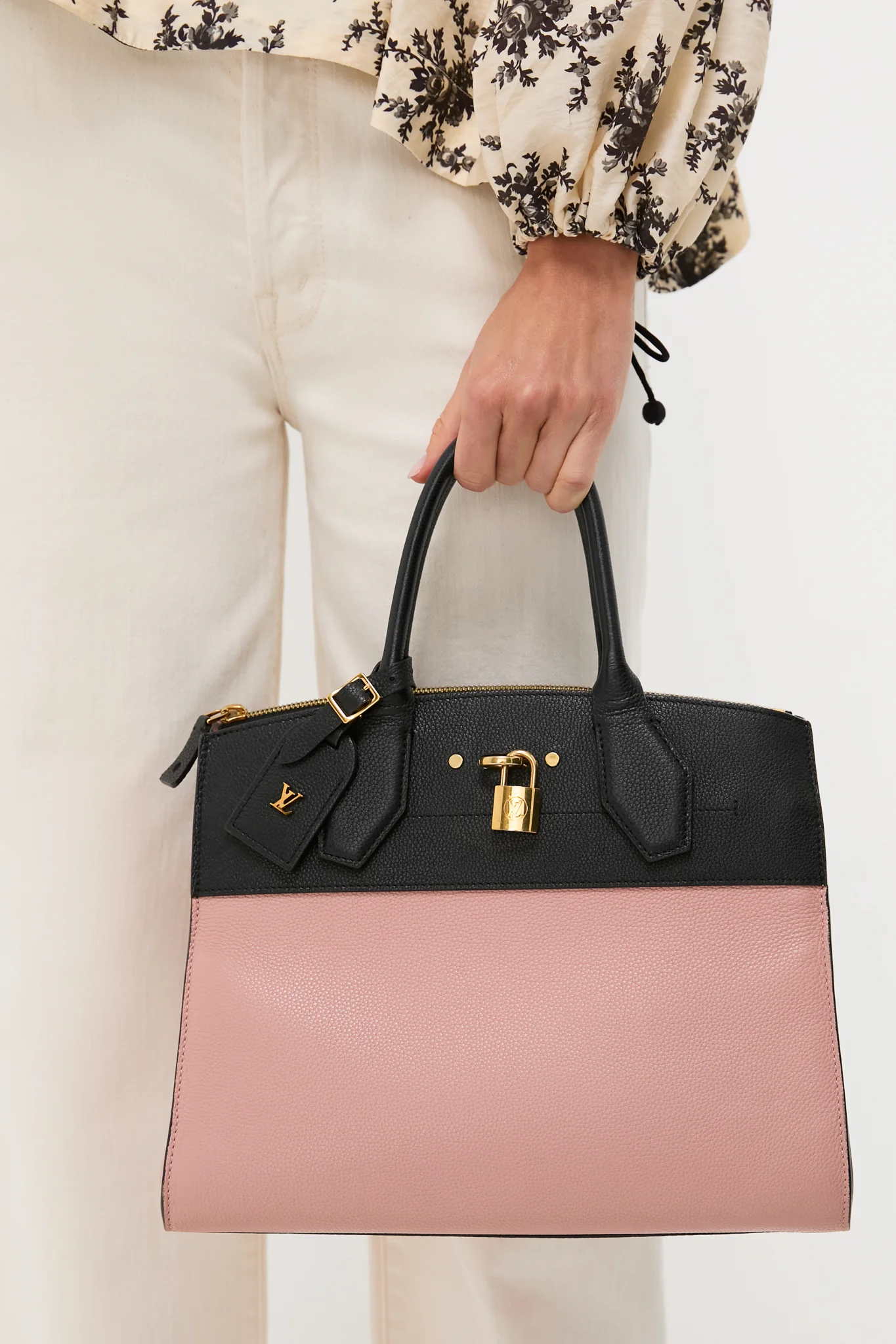 Louis Vuitton Magnolia Pink and Black Pebbled Calf Leather City Steamer MM - Image 3