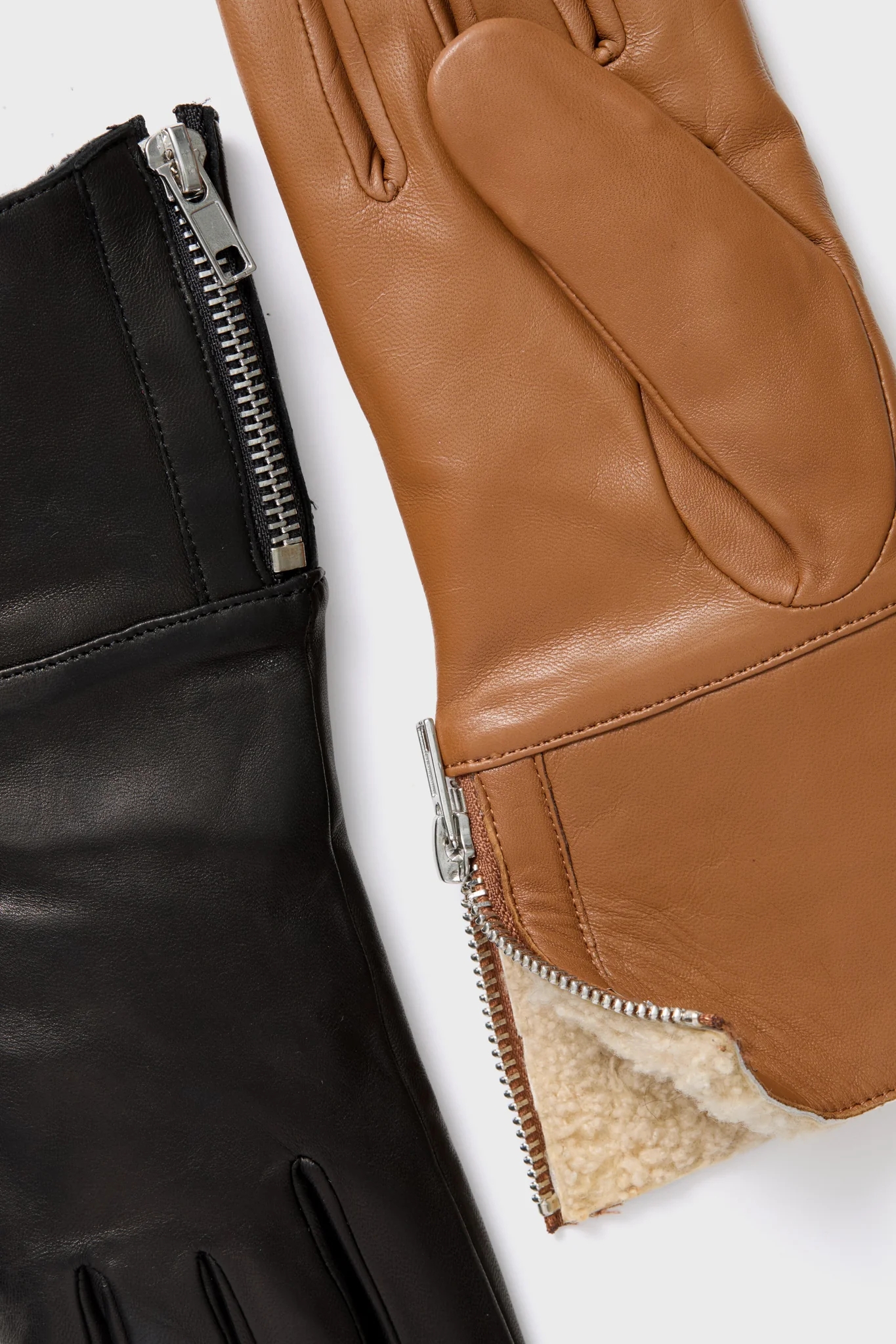 Luggage and Natural Shearling Leather Gloves - Image 2