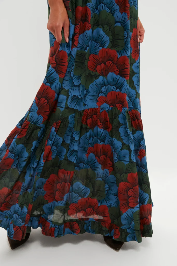 Madrid Blue High Neck Bell Sleeve Maxi Dress - Image 6
