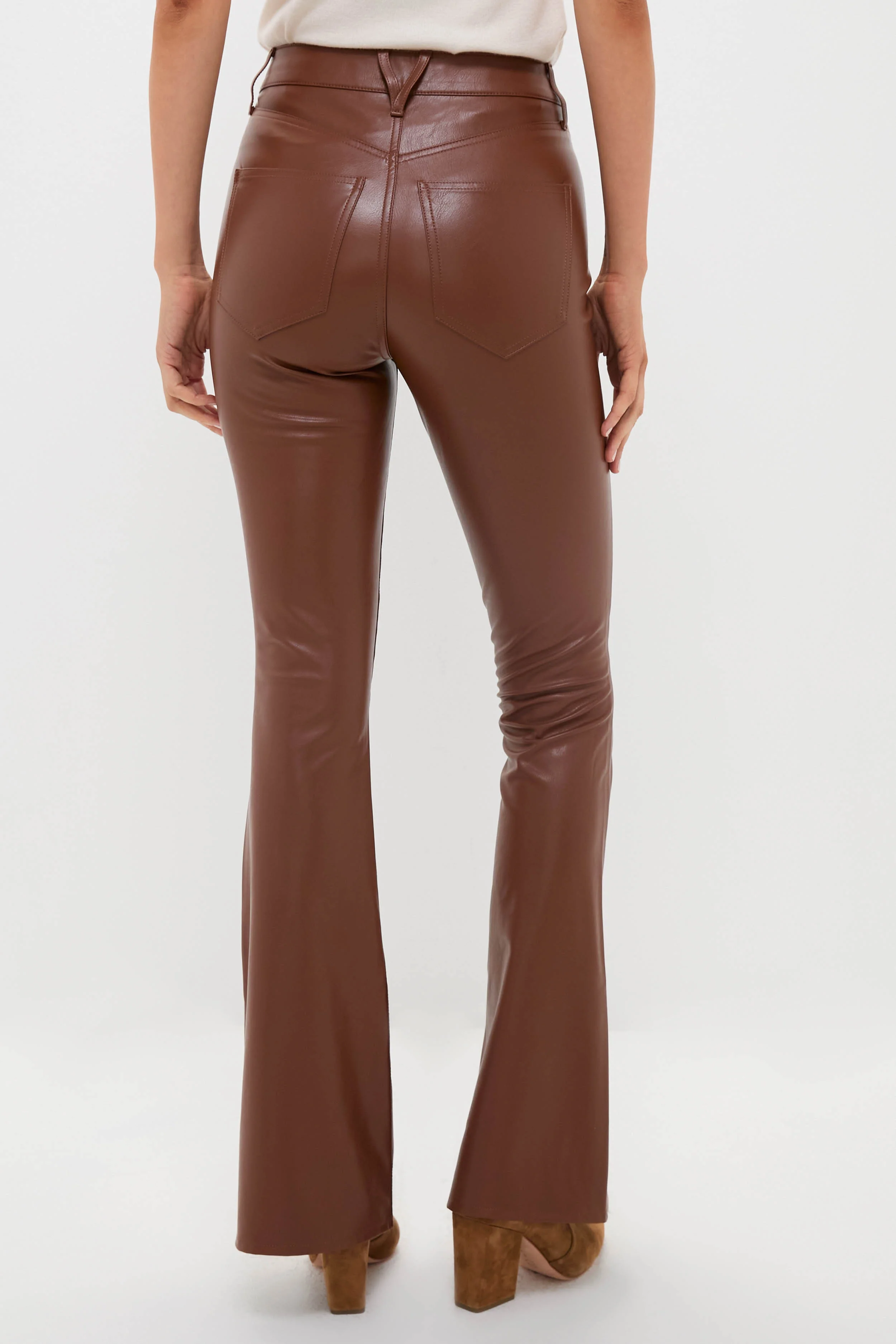 Mahogany Faux Leather Beverly High Rise Skinny Flare - Image 4