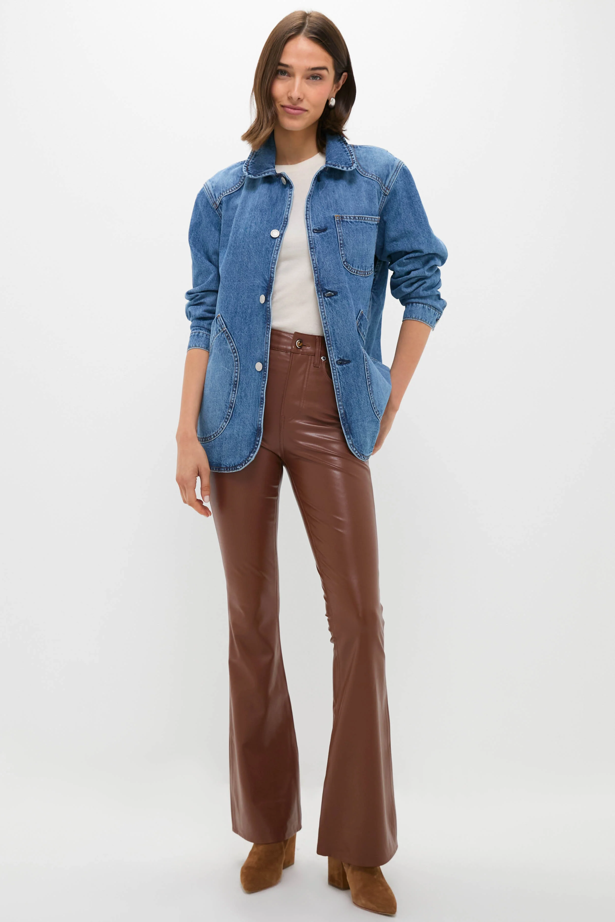 Mahogany Faux Leather Beverly High Rise Skinny Flare - Image 6