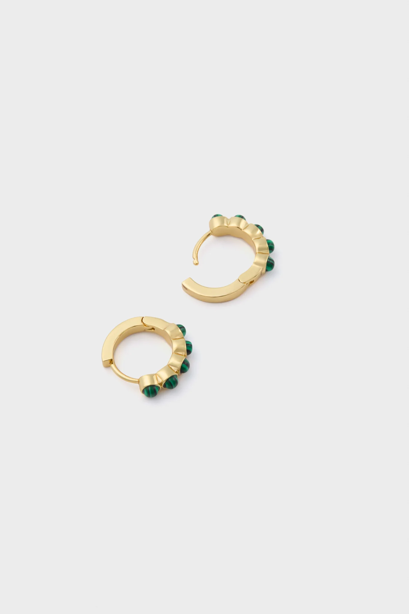 Malachite Huggie Hoop Earrings - Image 2