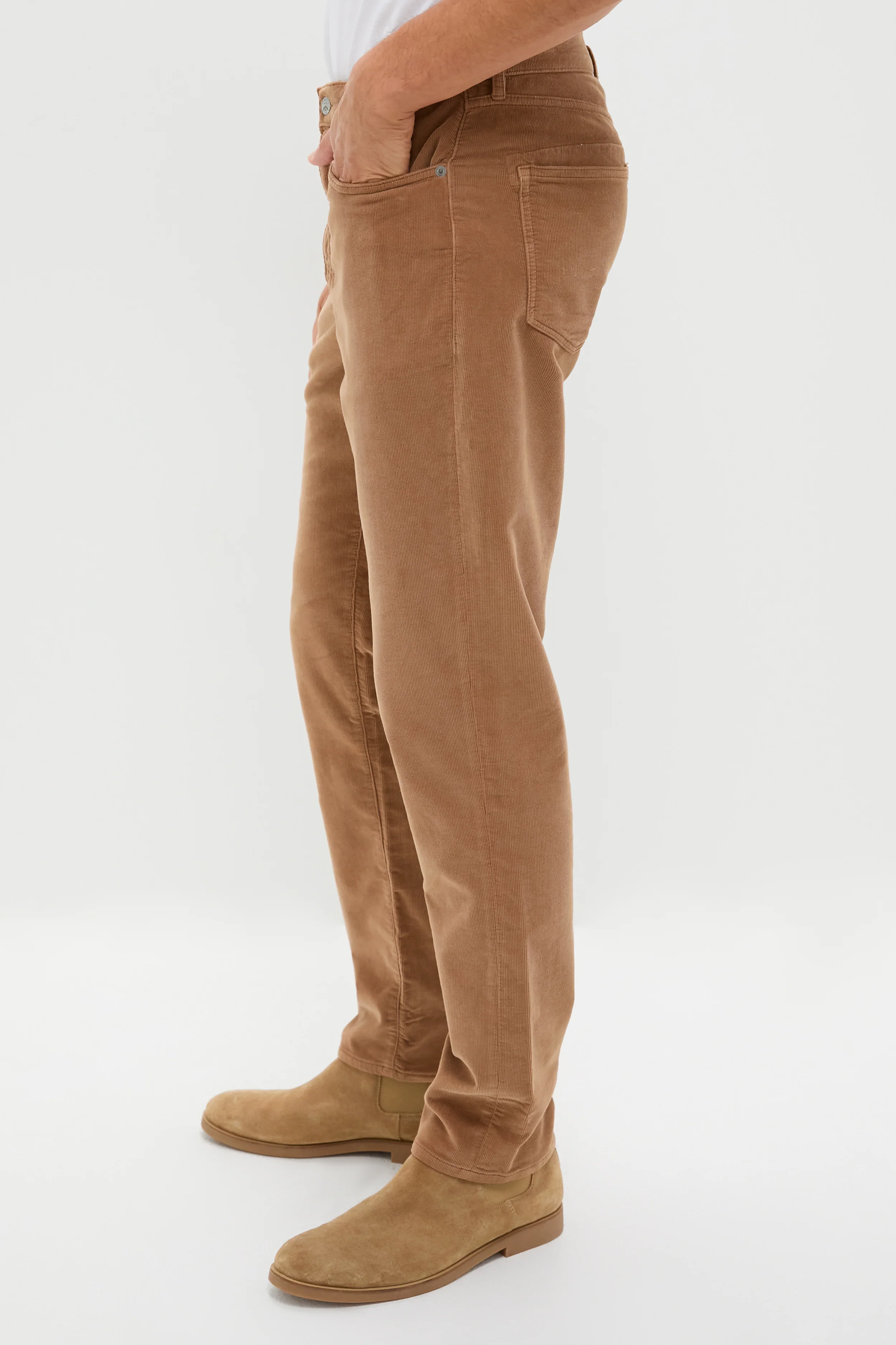 Maple Brown Stretch Terry Corduroy 5 Pocket Pant - Image 3