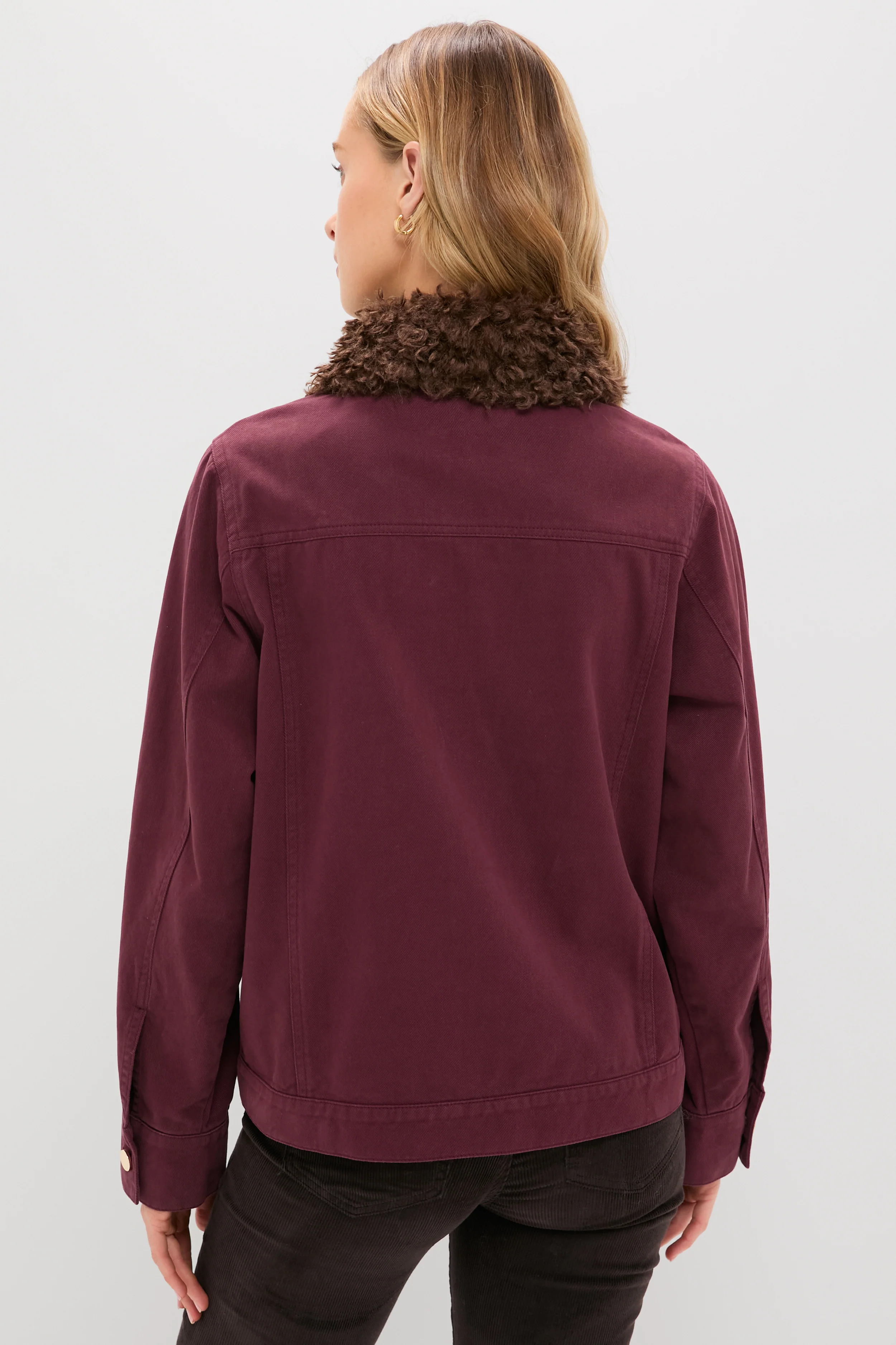 Maroon Denim Removable Collar Rocco Jacket - Image 5