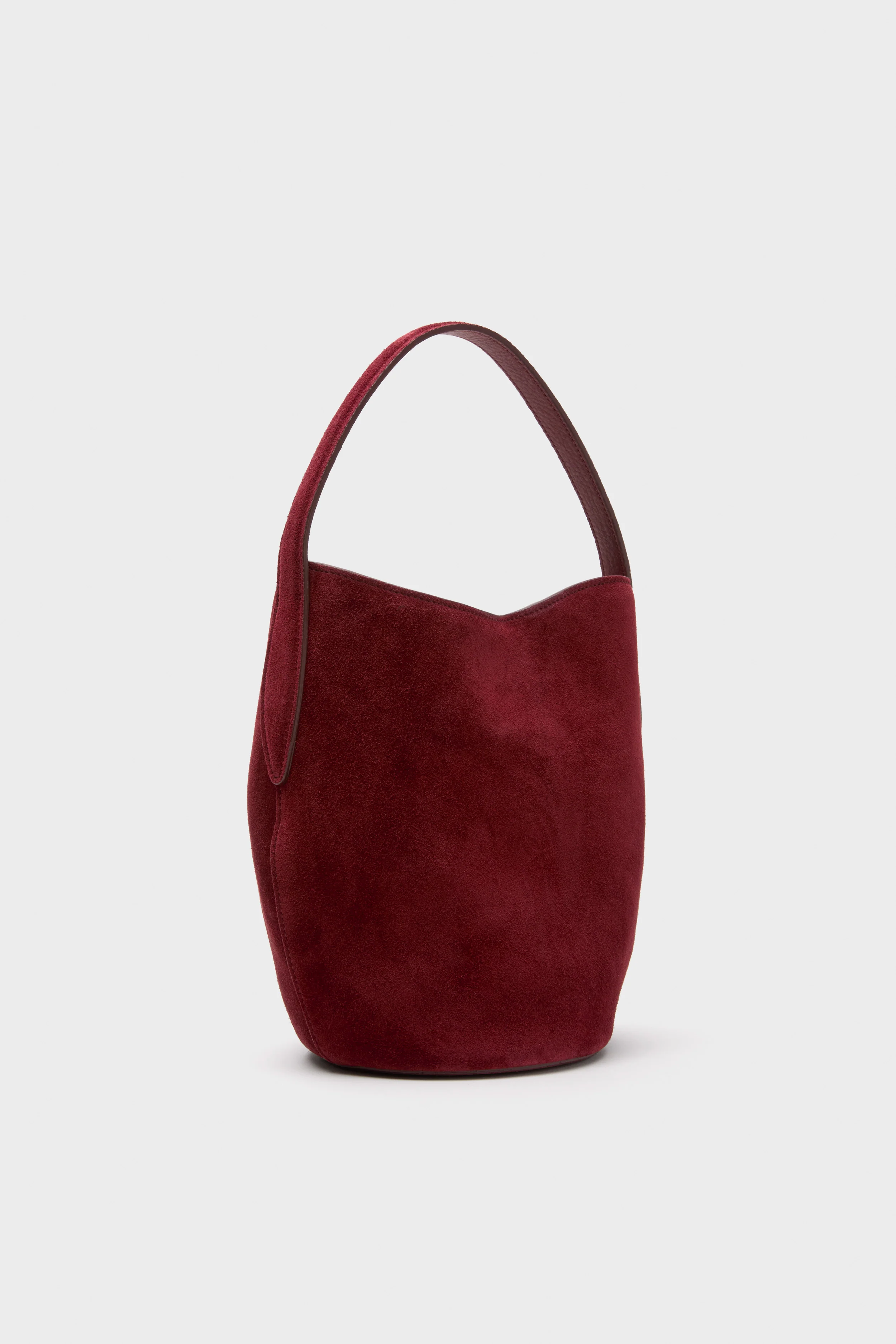 Maroon Suede Mini Belted Bucket Bag - Image 4