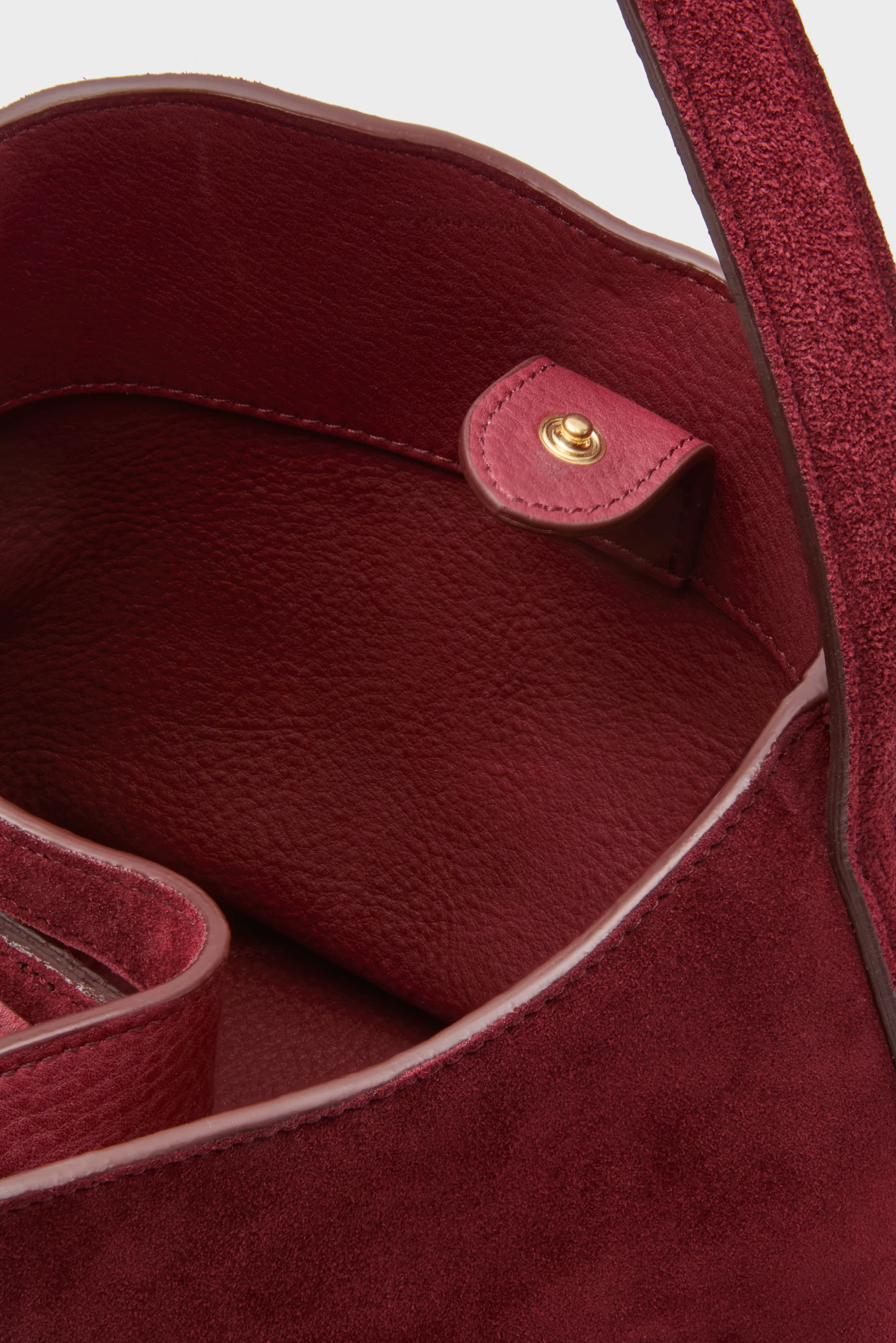 Maroon Suede Mini Belted Bucket Bag - Image 5