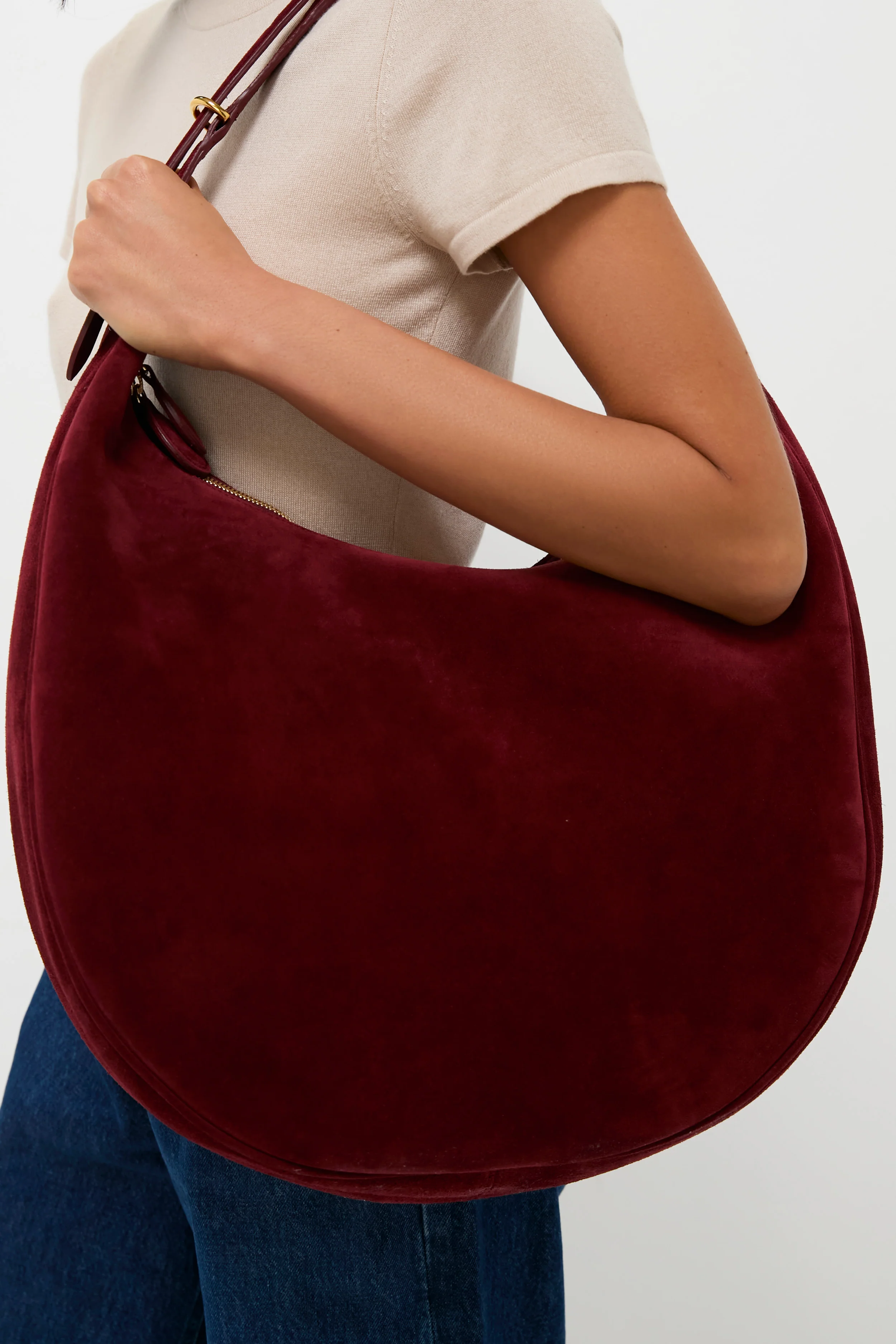Maroon Suede Moon Hobo - Image 2