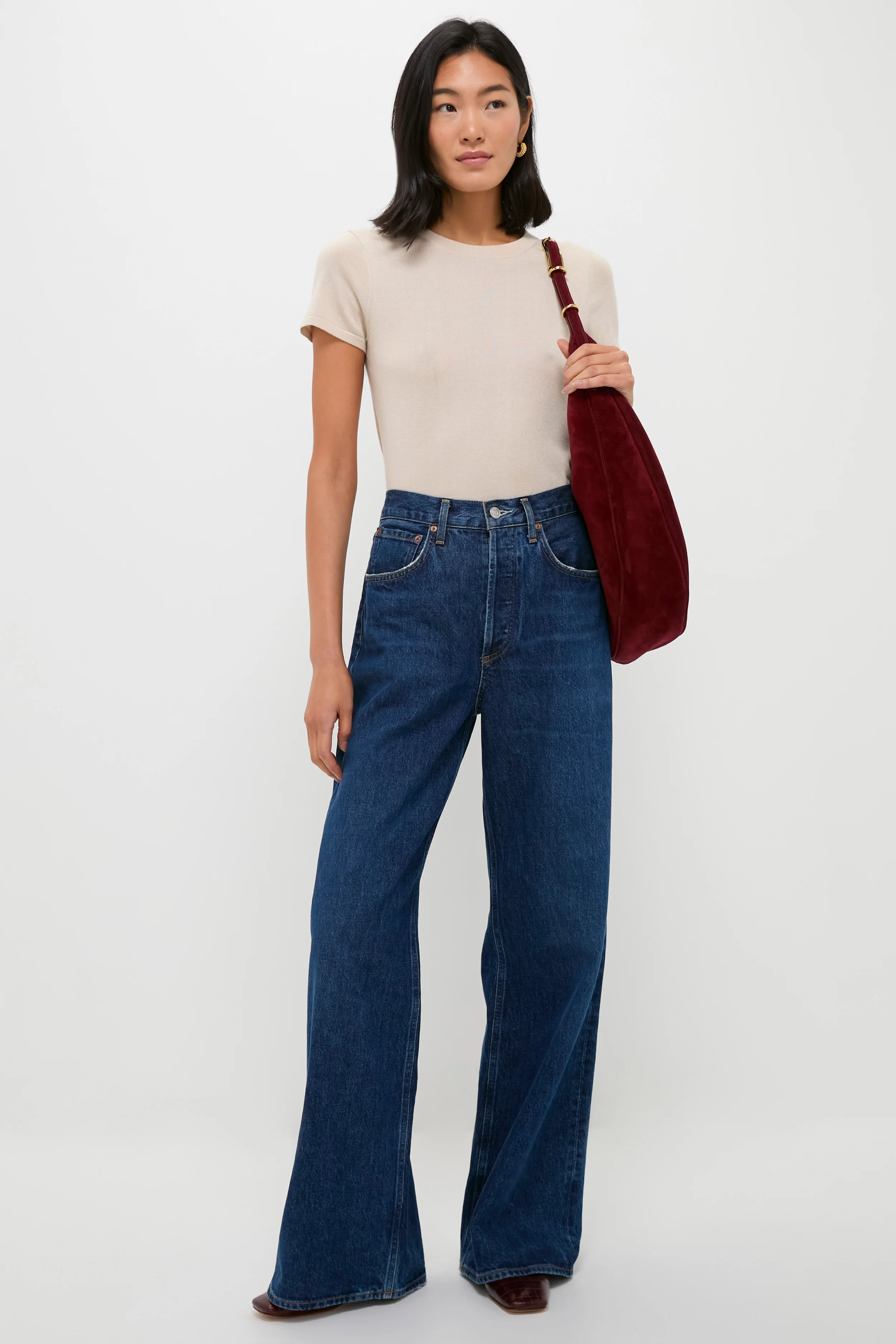 Maroon Suede Moon Hobo - Image 3