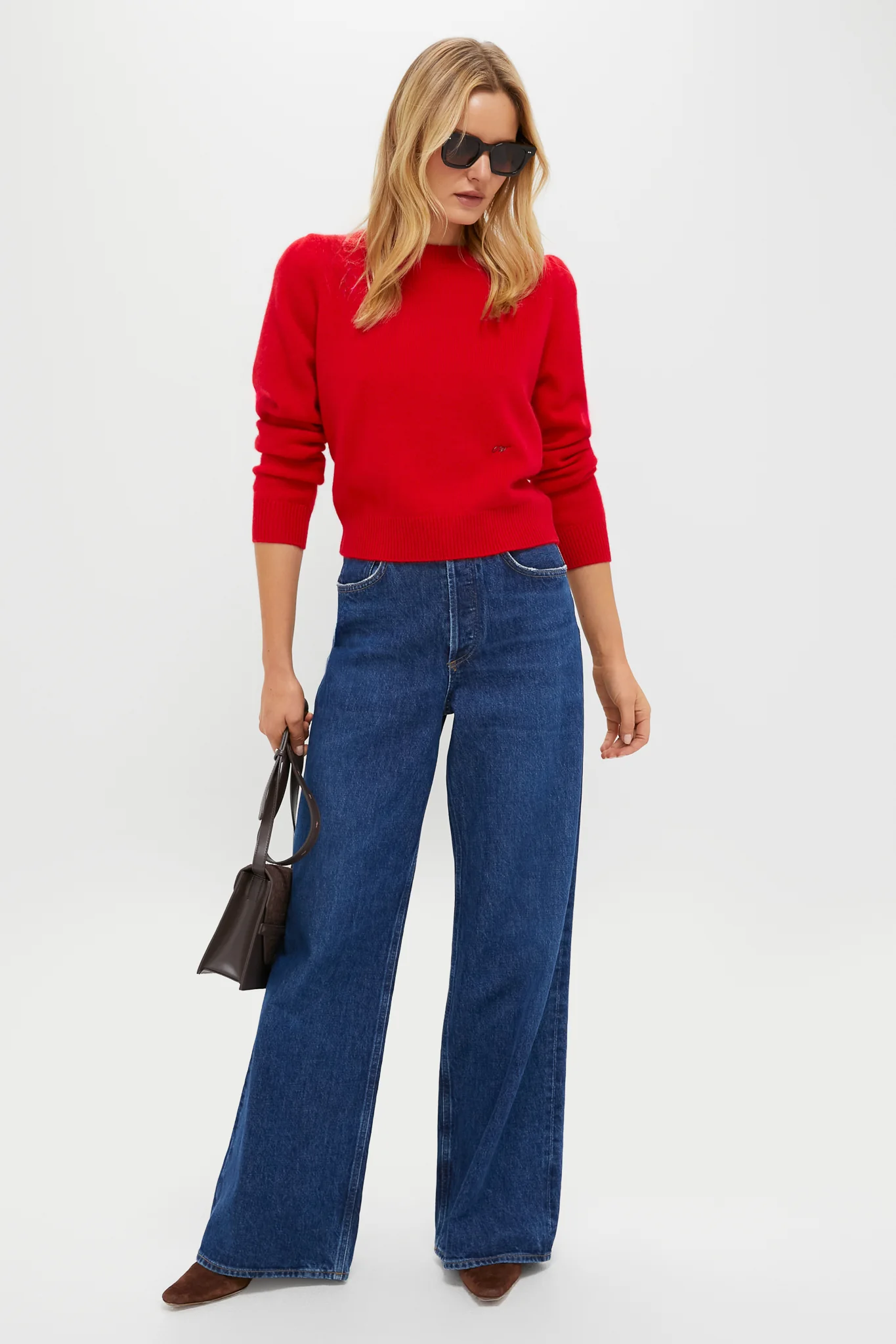 Martin Red Cashmere Puff Sleeve Macy Crewneck Sweater - Image 3