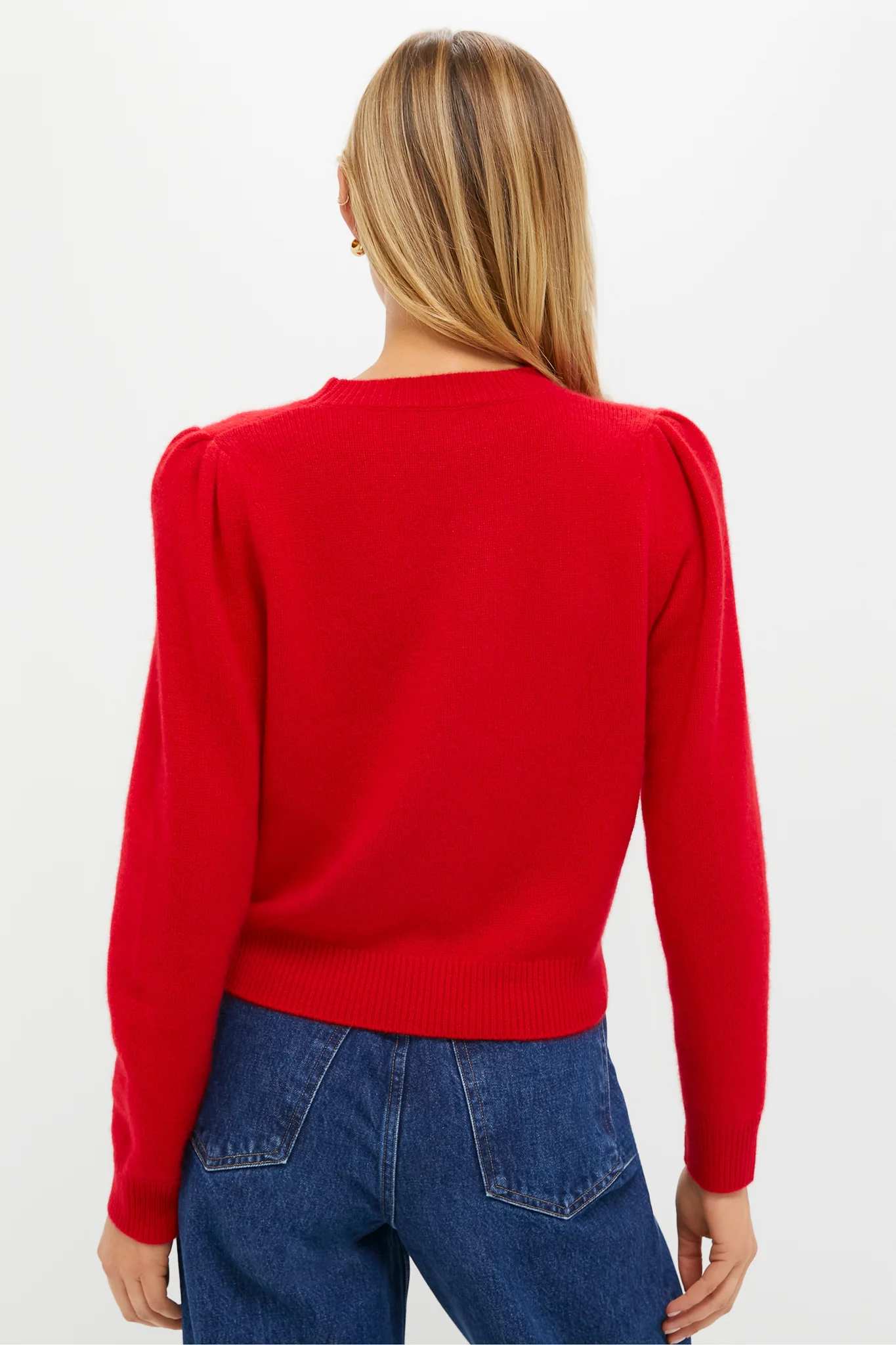 Martin Red Cashmere Puff Sleeve Macy Crewneck Sweater - Image 5