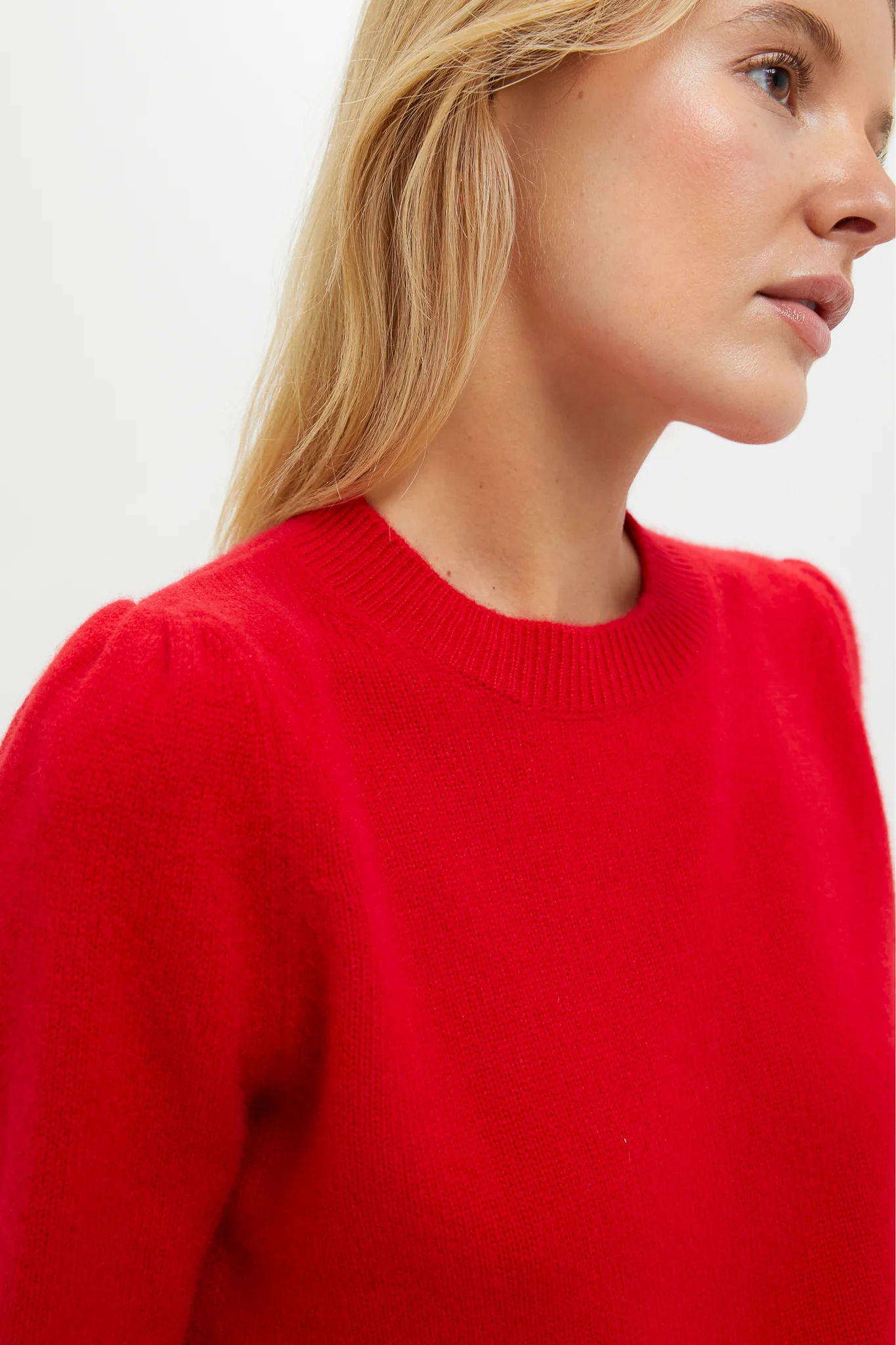 Martin Red Cashmere Puff Sleeve Macy Crewneck Sweater - Image 6