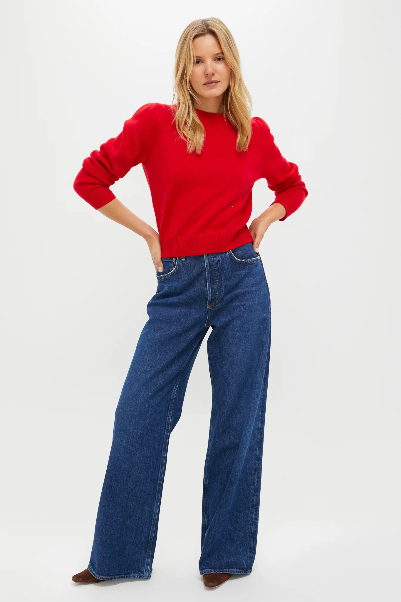 Martin Red Cashmere Puff Sleeve Macy Crewneck Sweater - Image 7