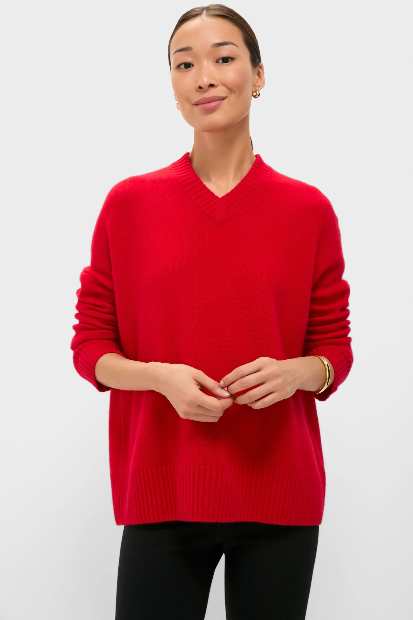 Martin Red Cassie V-Neck Cashmere Sweater