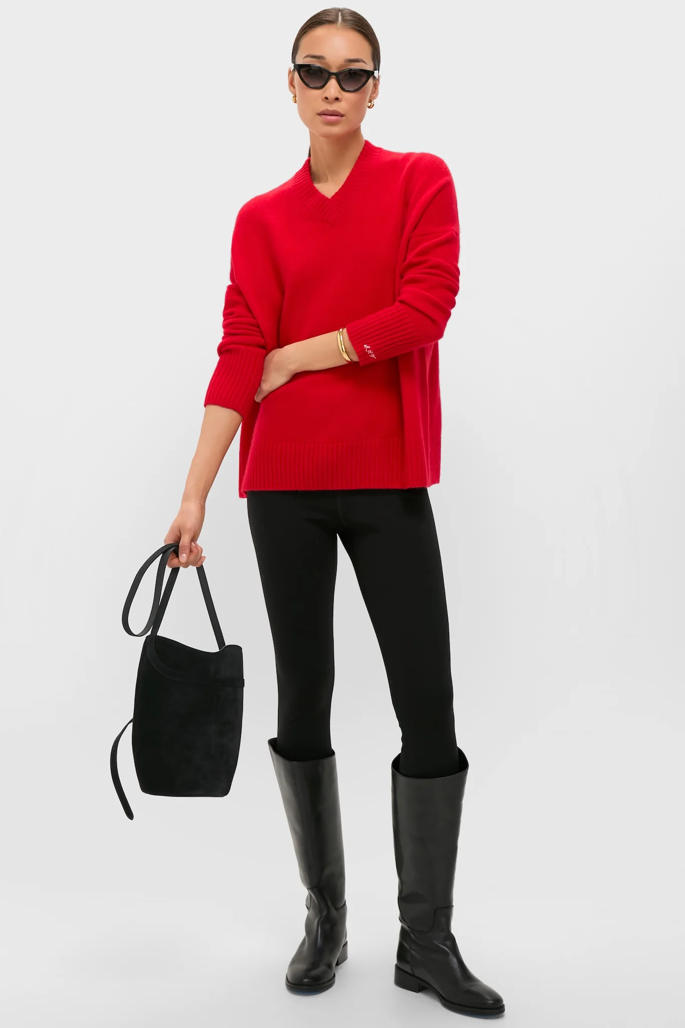 Martin Red Cassie V-Neck Cashmere Sweater - Image 2