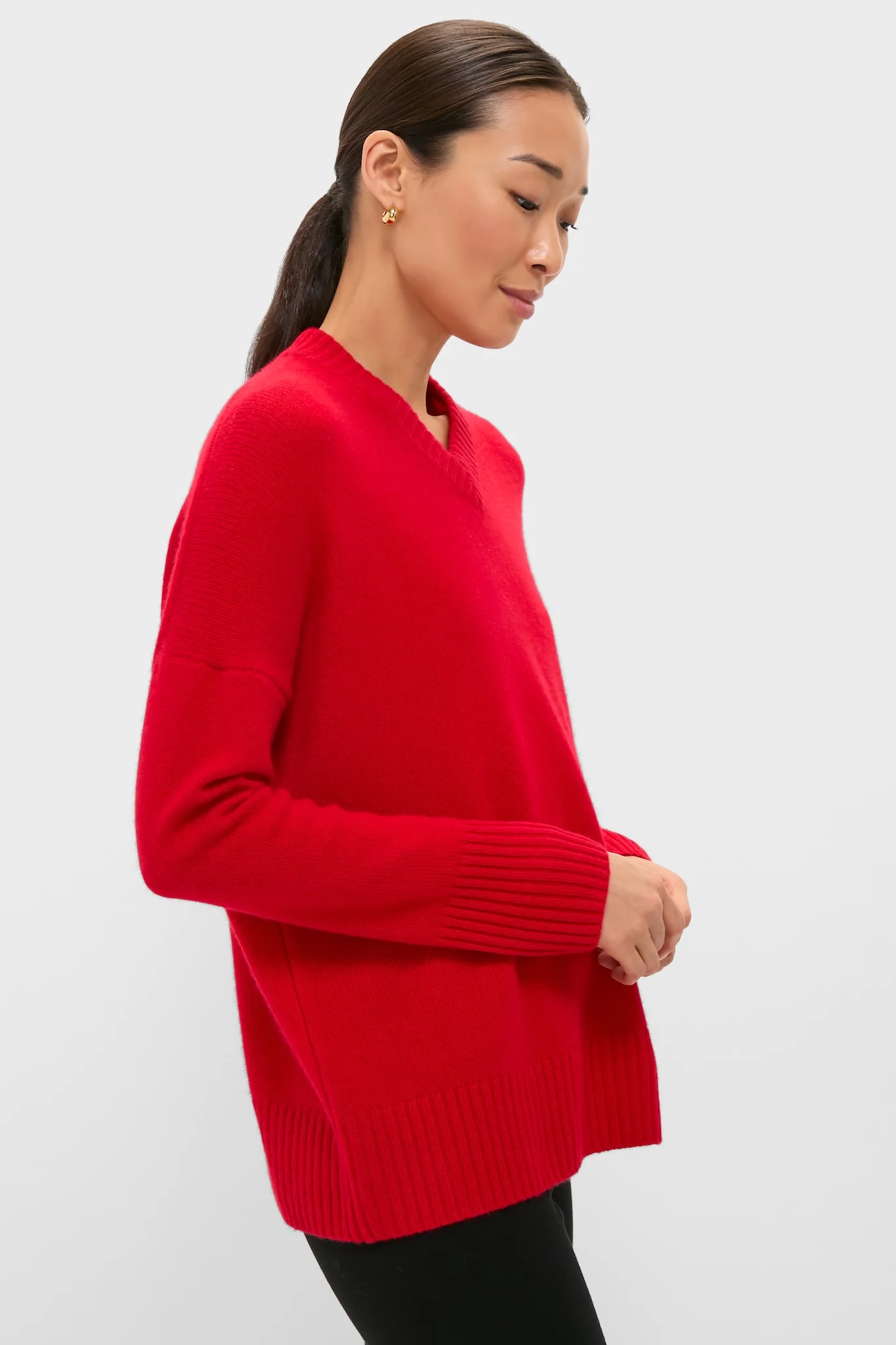 Martin Red Cassie V-Neck Cashmere Sweater - Image 3