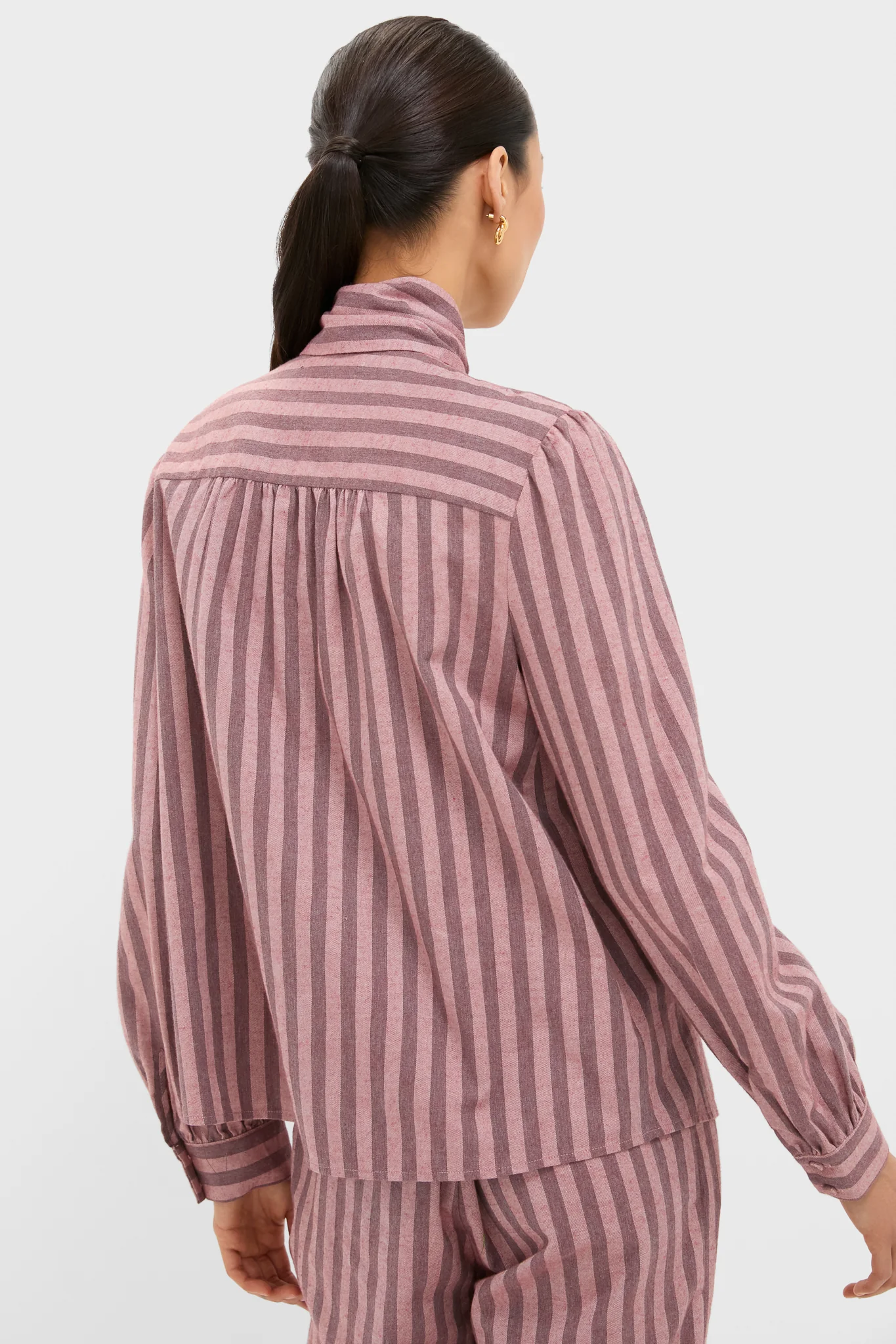 Mauve Stripe Brianna Bow Blouse - Image 4