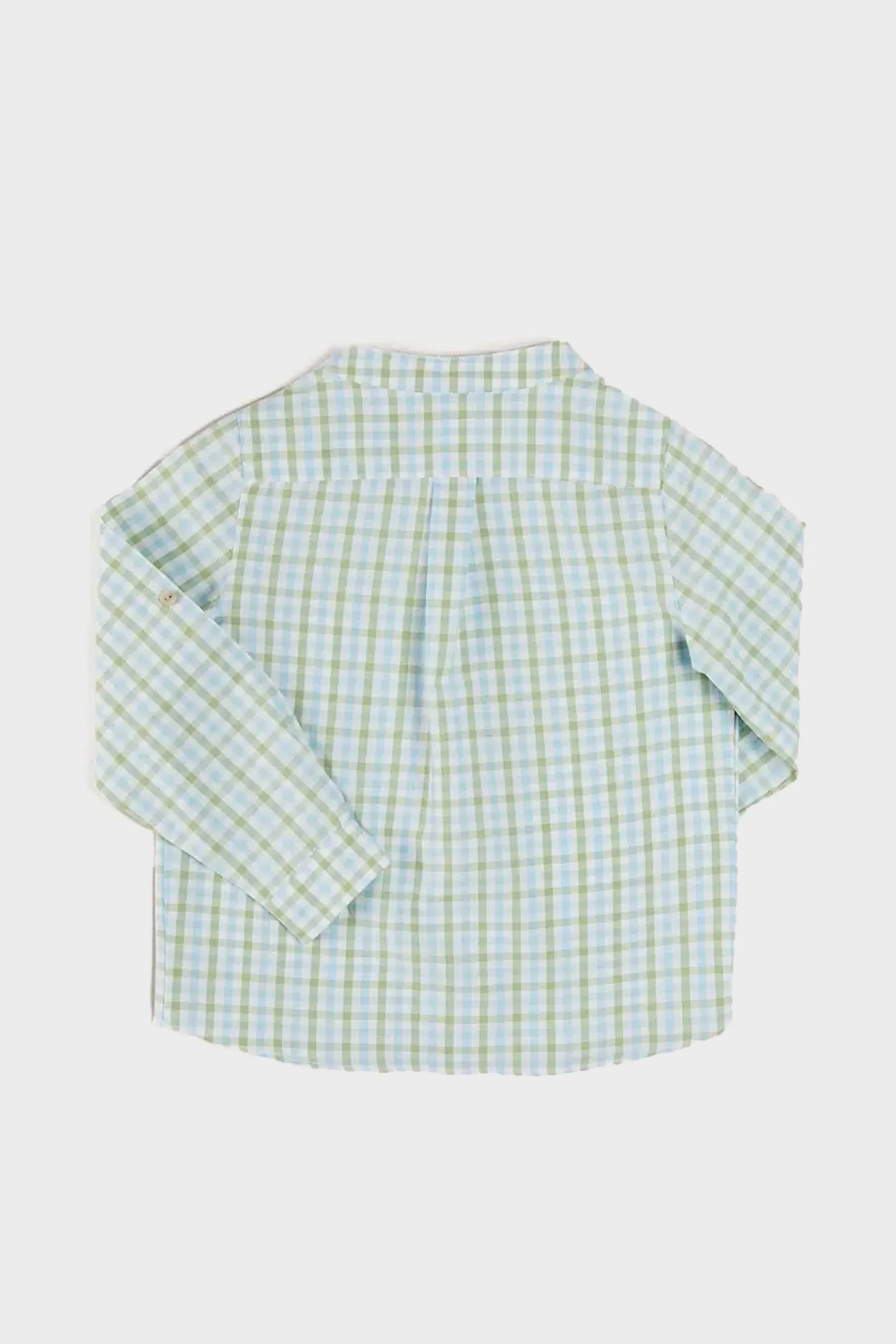 Maxwell Gingham Mao Collar Long Sleeve Shirt in Green - Image 6