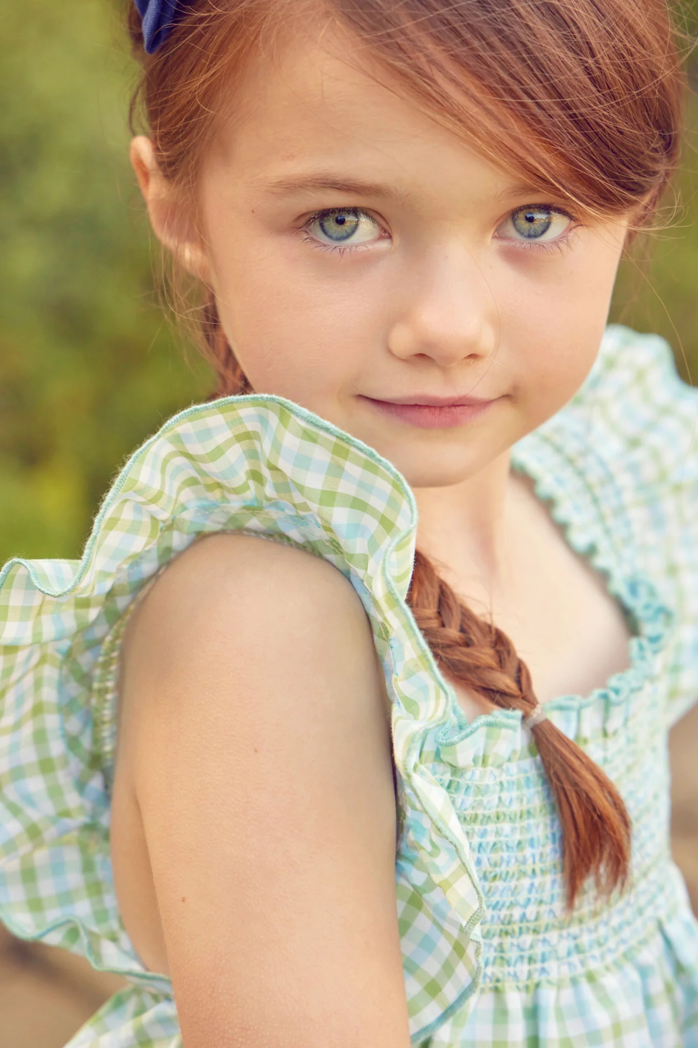 Maxwell Gingham Smock Detail Blouse in Green - Image 4