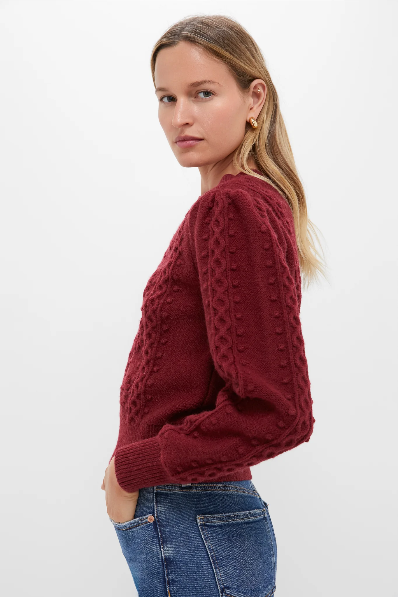 Merlot Embroidered Floral Frankie Sweater - Image 4