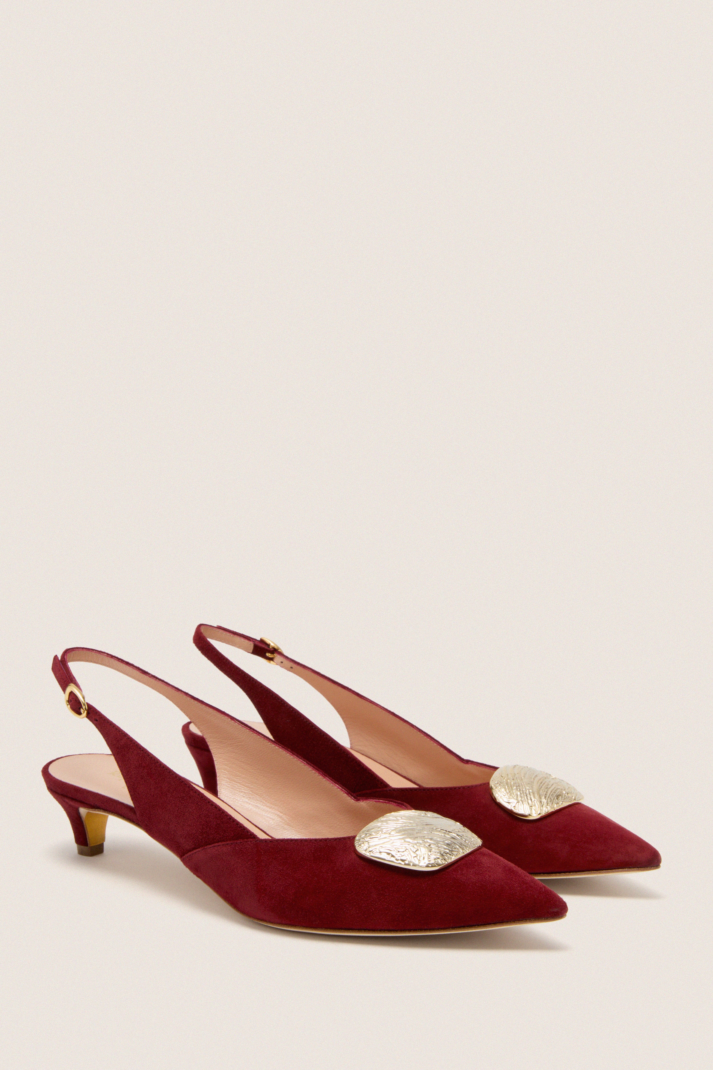 Merlot with Gold Mistly Slingback Heels - Image 4