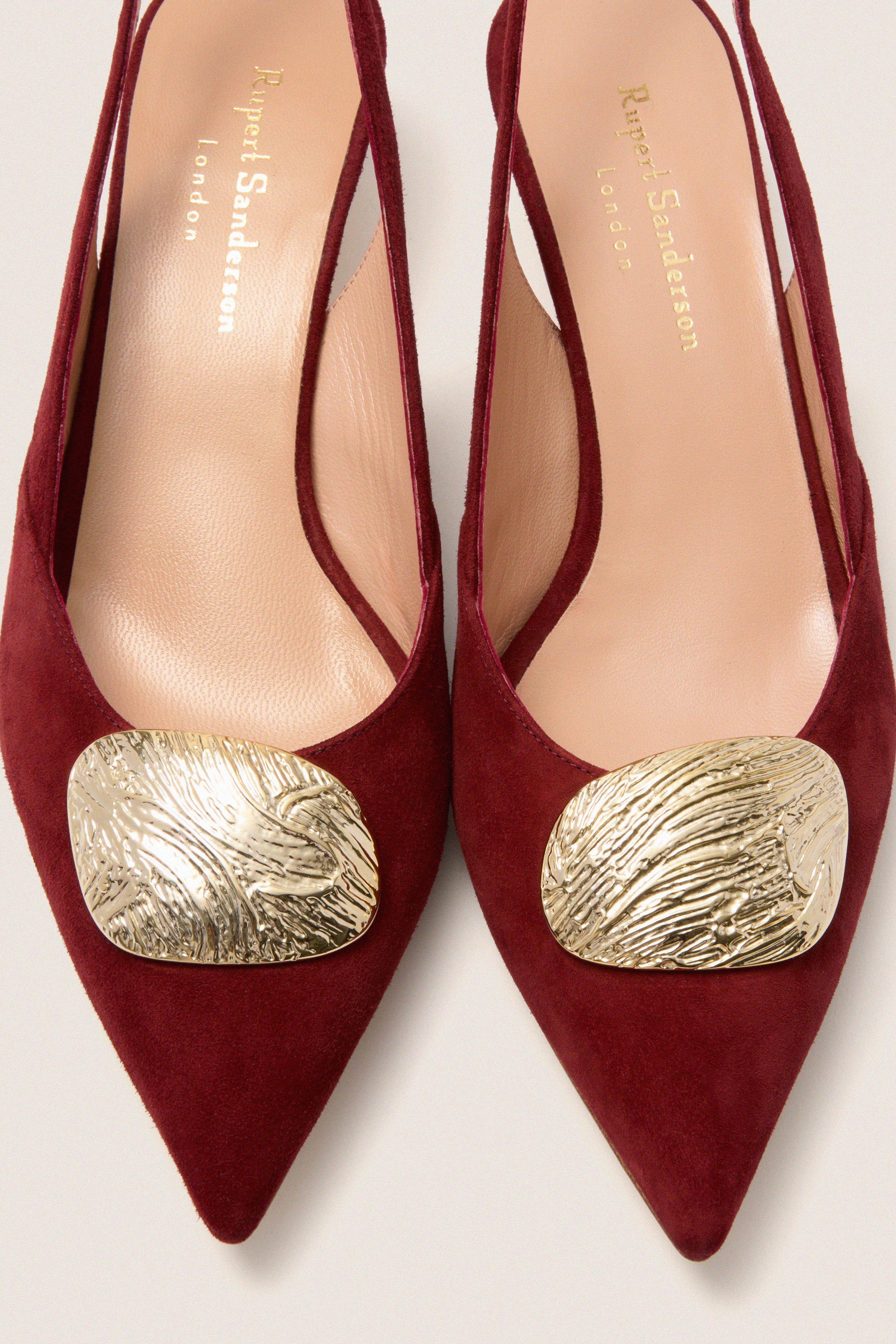 Merlot with Gold Mistly Slingback Heels - Image 5