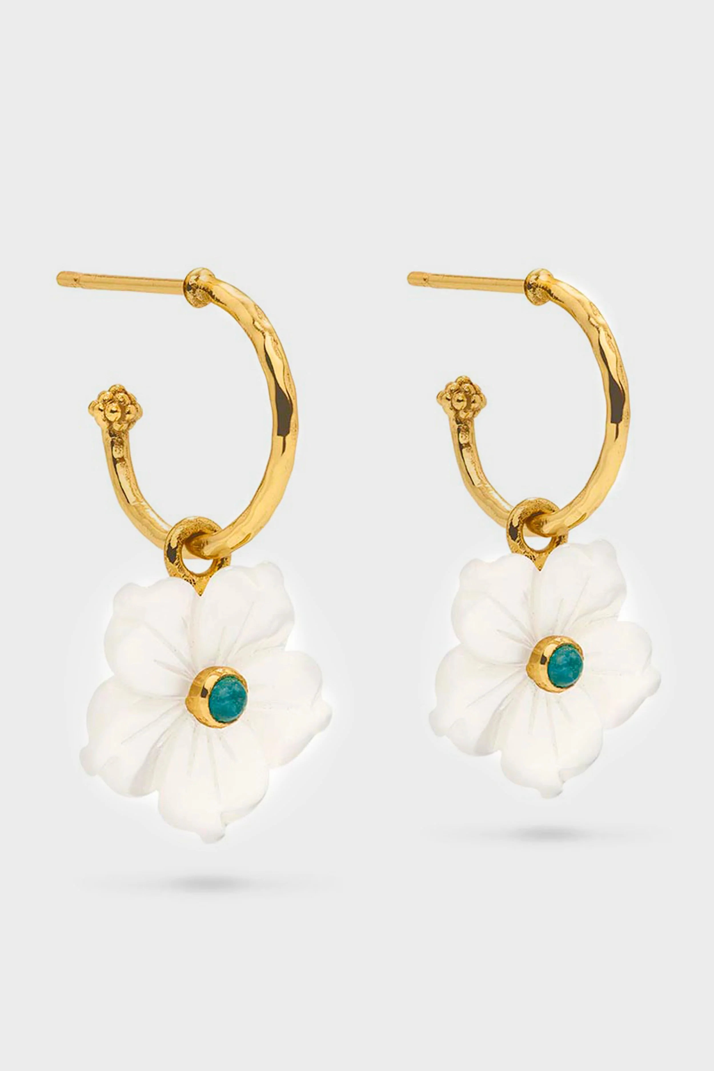 Mermaid Garden Hoop Earrings with Flower Charm - Image 2