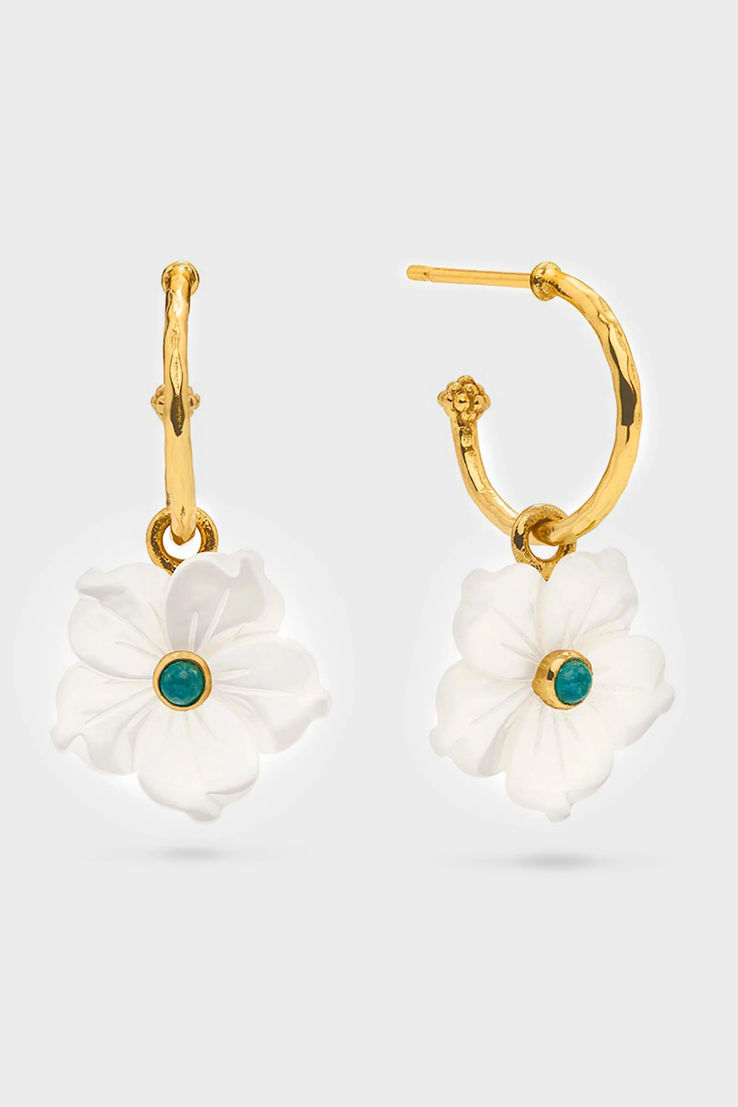 Mermaid Garden Hoop Earrings with Flower Charm - Image 3
