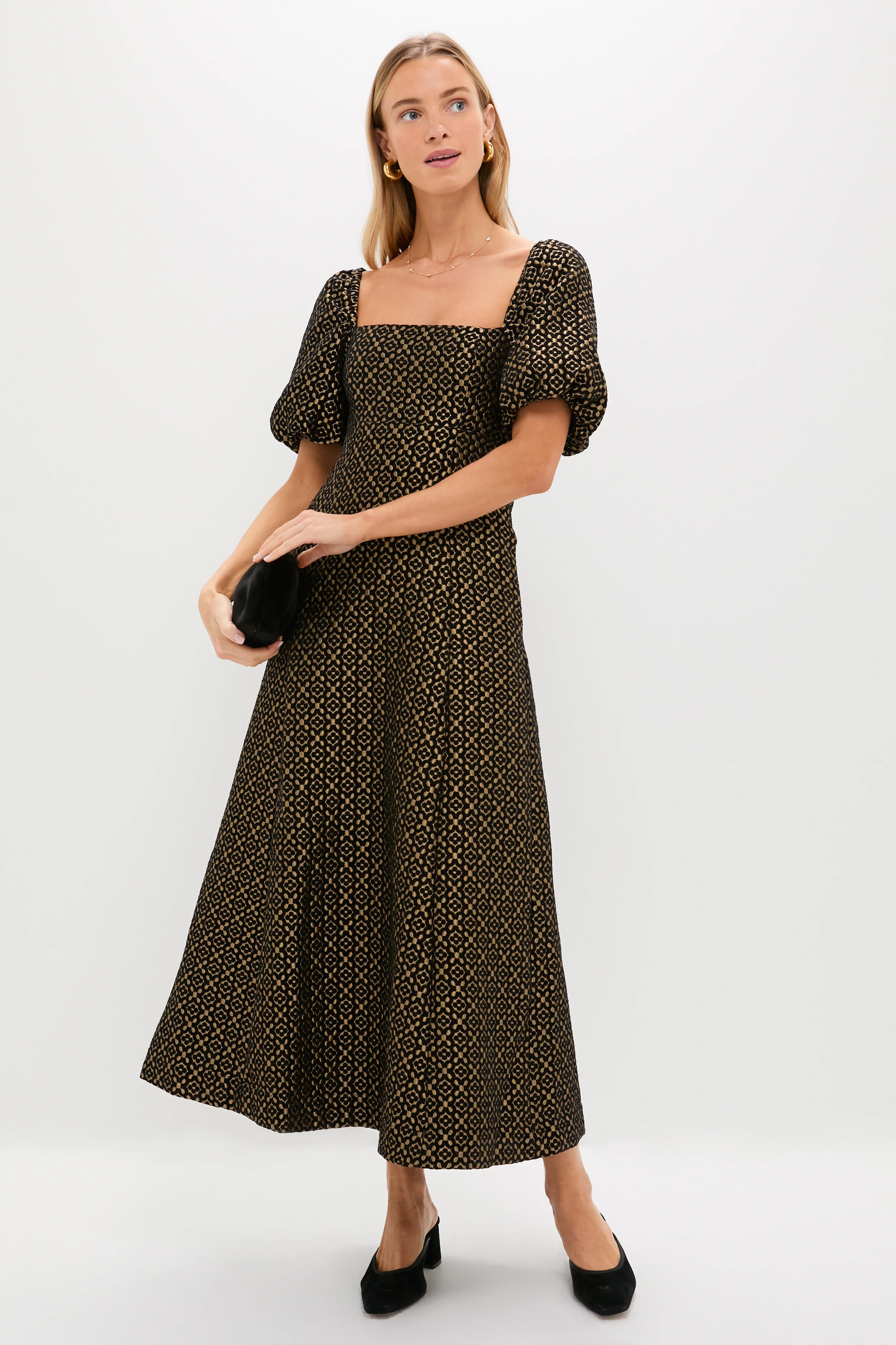Metallic Brocade Matilda Midi Dress - Image 2