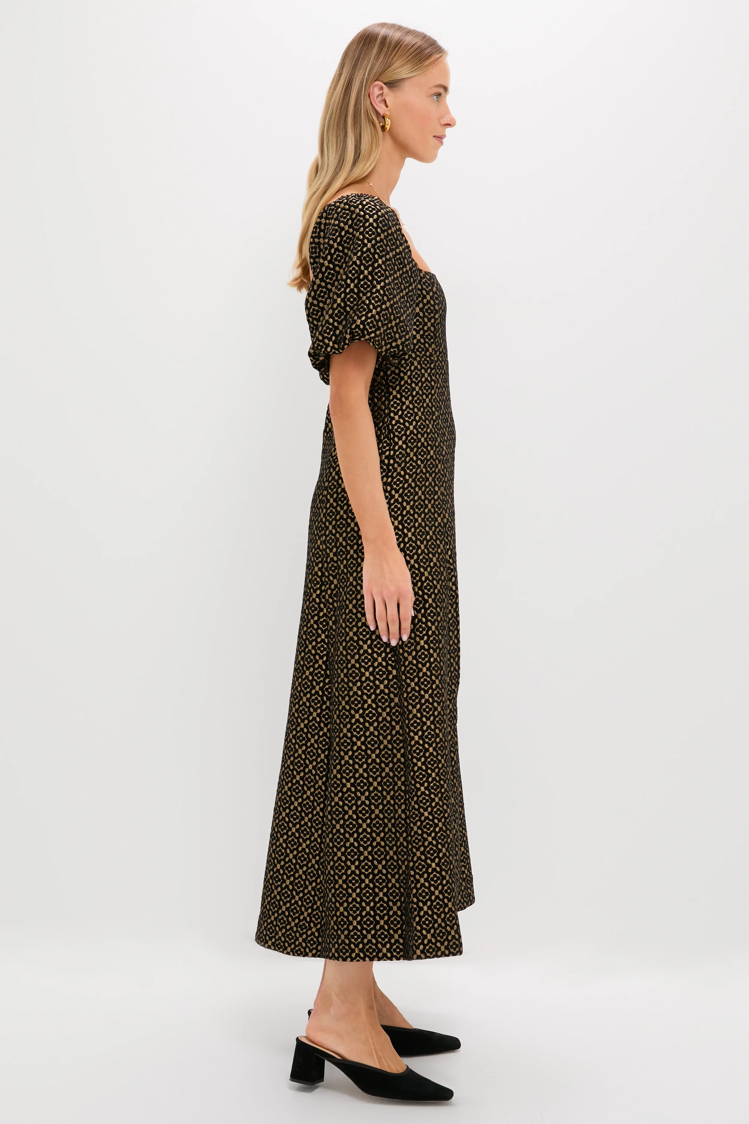 Metallic Brocade Matilda Midi Dress - Image 3