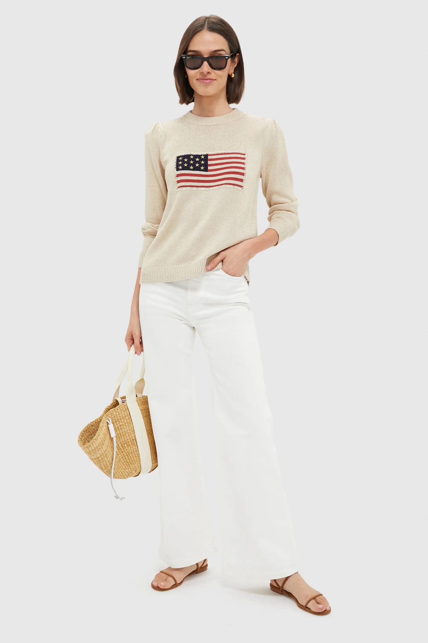 Metallic Cropped Cotton Puff Sleeve Americana - Image 3